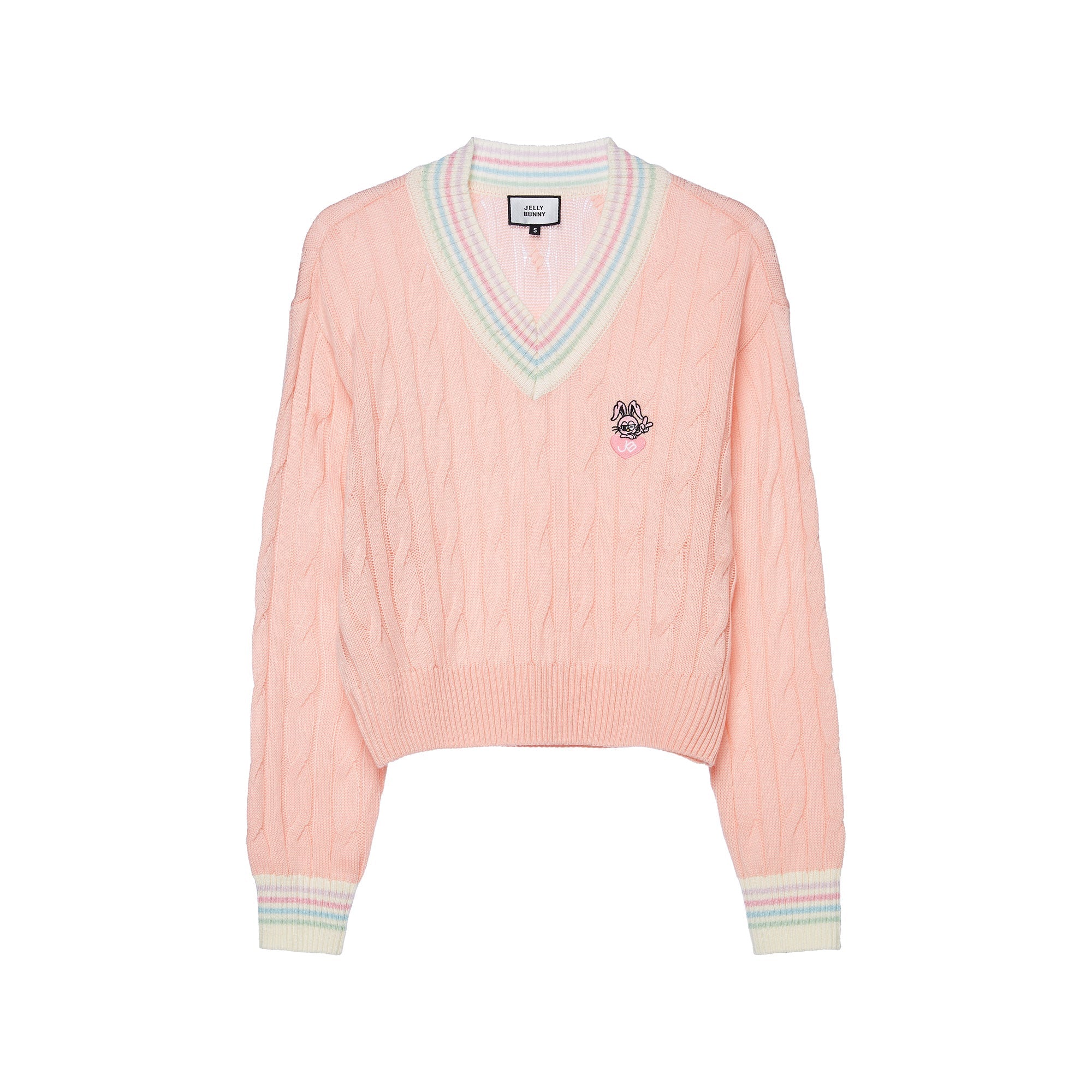 เสื้อพูลโอเวอร์เคเบิลนิตแขนยาวปักโลโก้ Pink