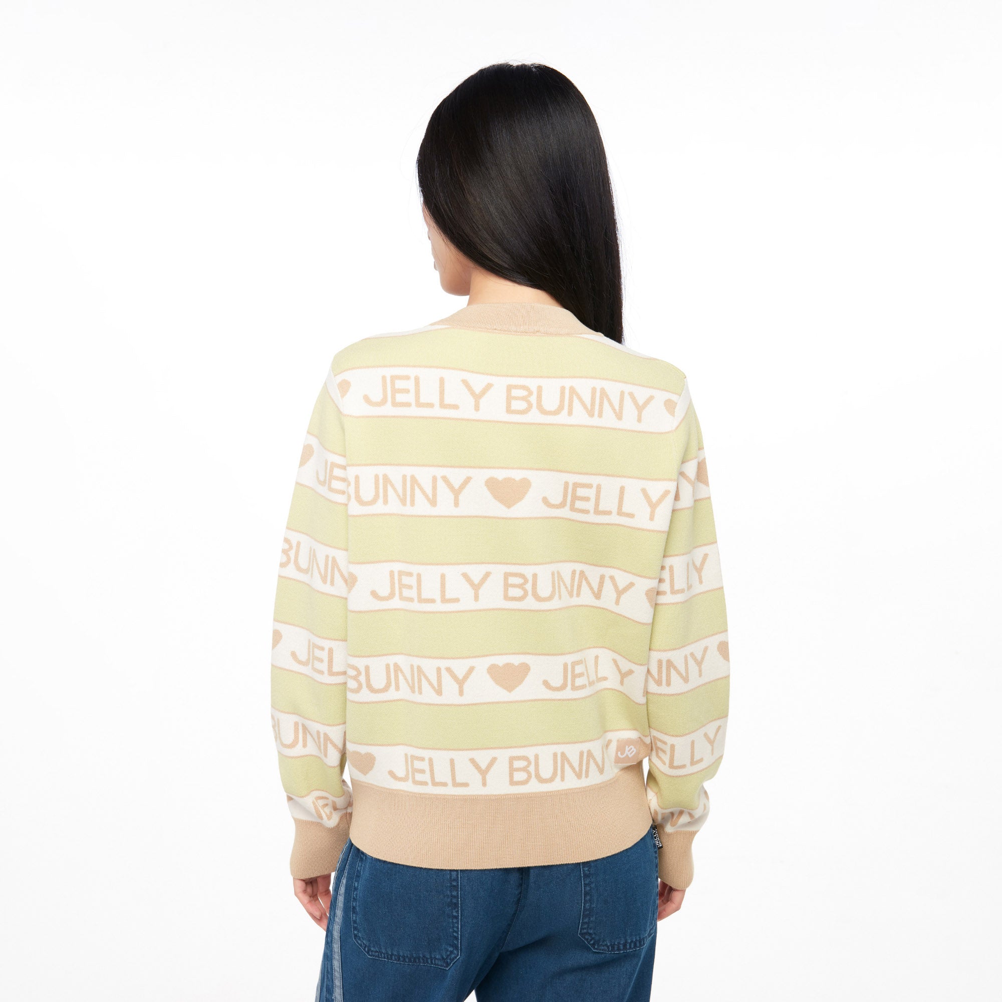 Logo V Neck Long Sleeve Cardigan Green