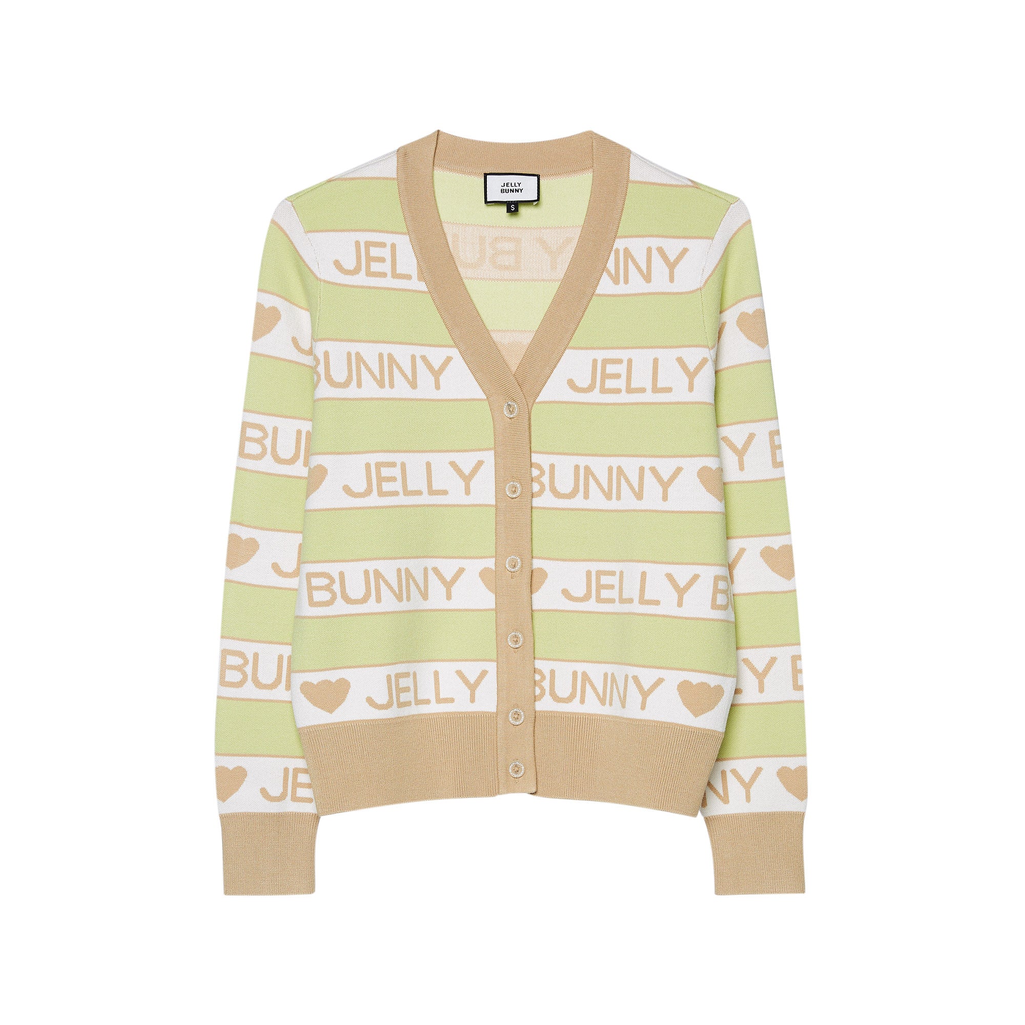 Logo V Neck Long Sleeve Cardigan Green