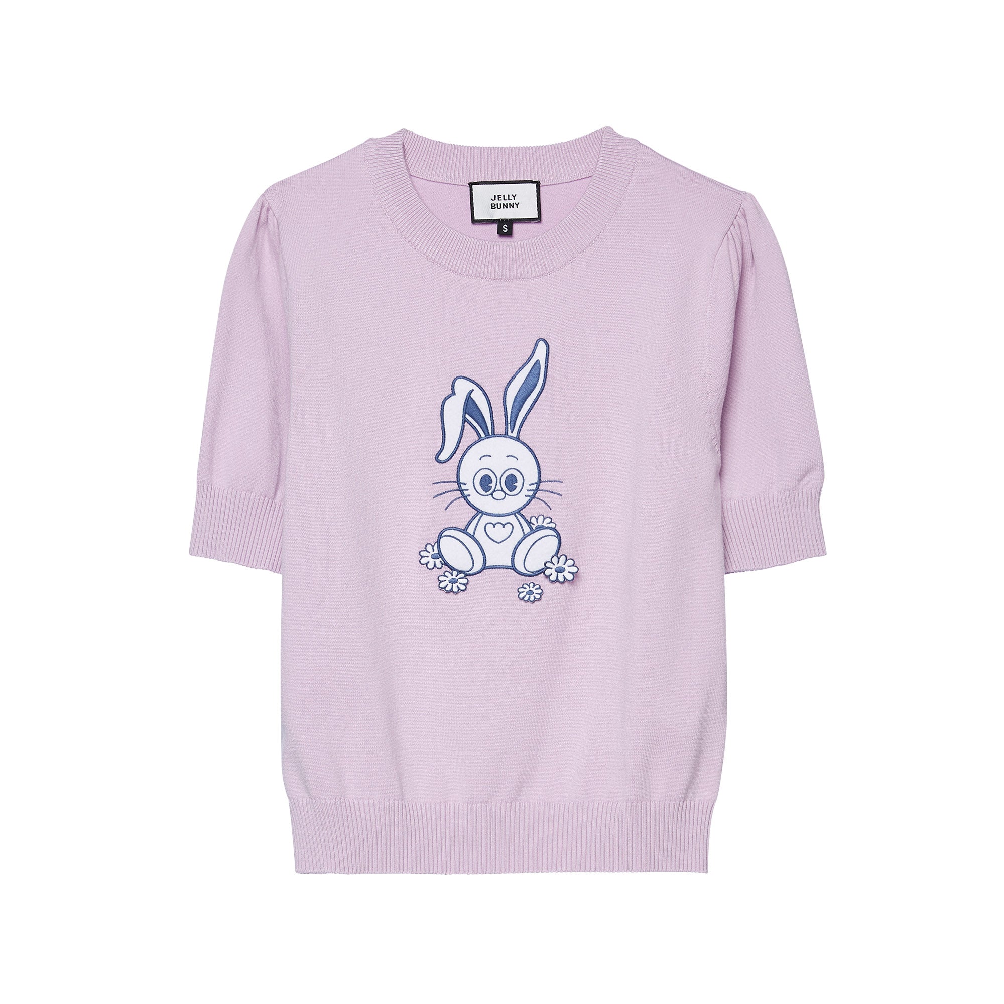 เสื้อยืดแขนสั้นผ้านิตปักลาย Jerme Purple