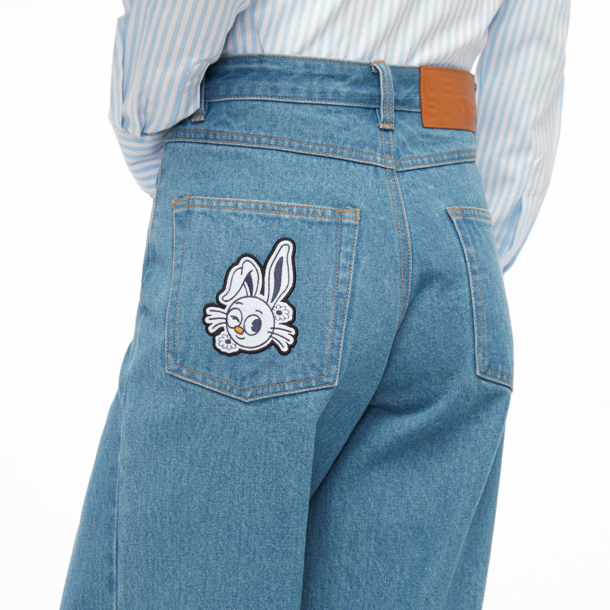 Turn Up Wide Leg Denim Pants Blue