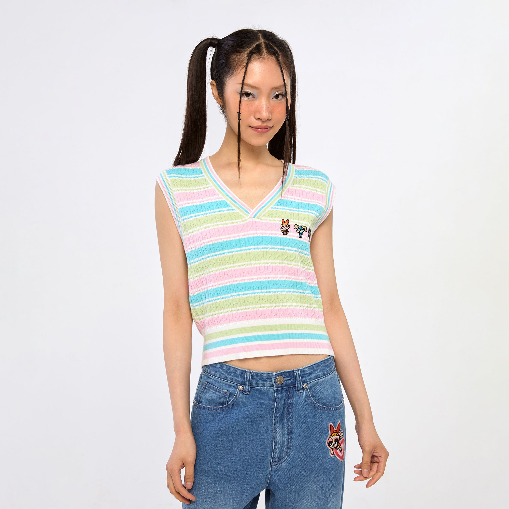 Powerpuff Girls Stripe Knitted Top Multi Color