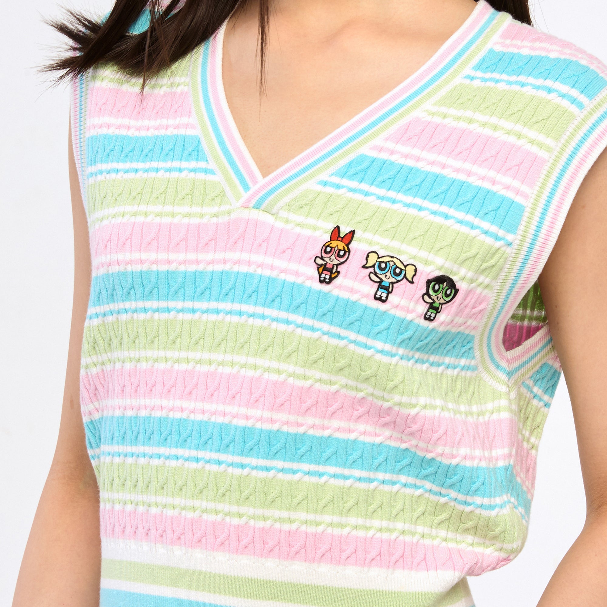 Powerpuff Girls Stripe Knitted Top Multi Color