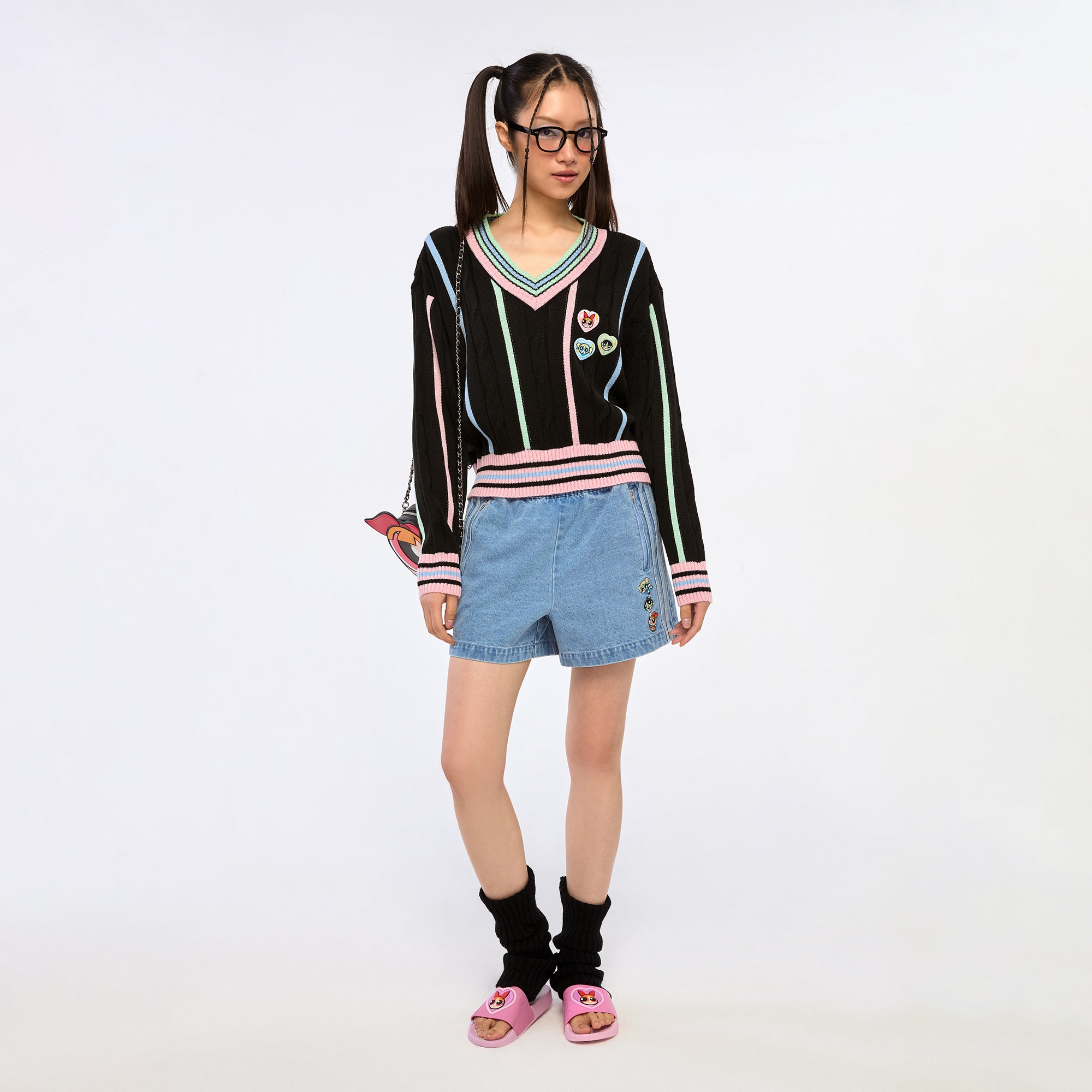 Powerpuff Girl Knitted Pullover Black