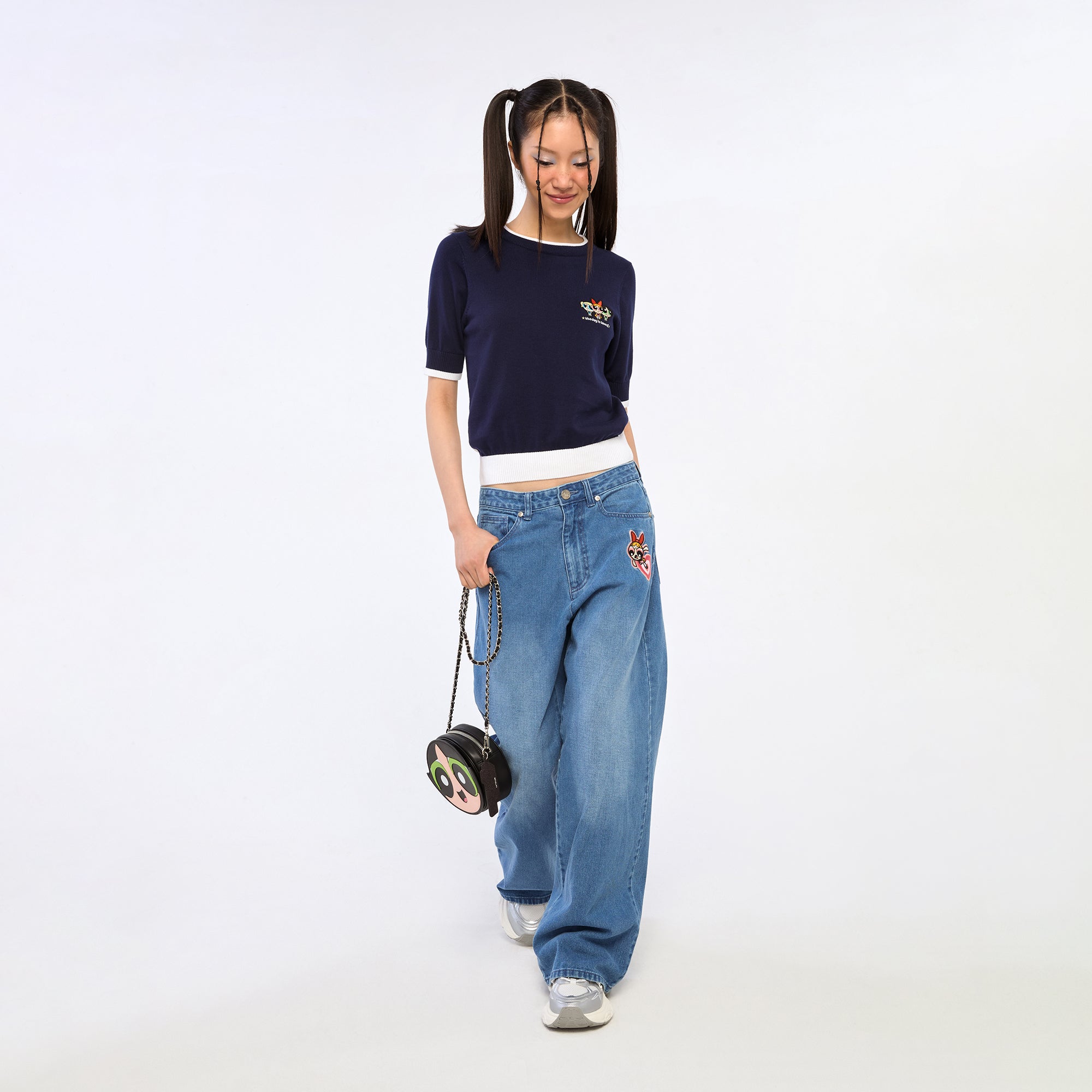 Powerpuff Girl Knitted Top Navy