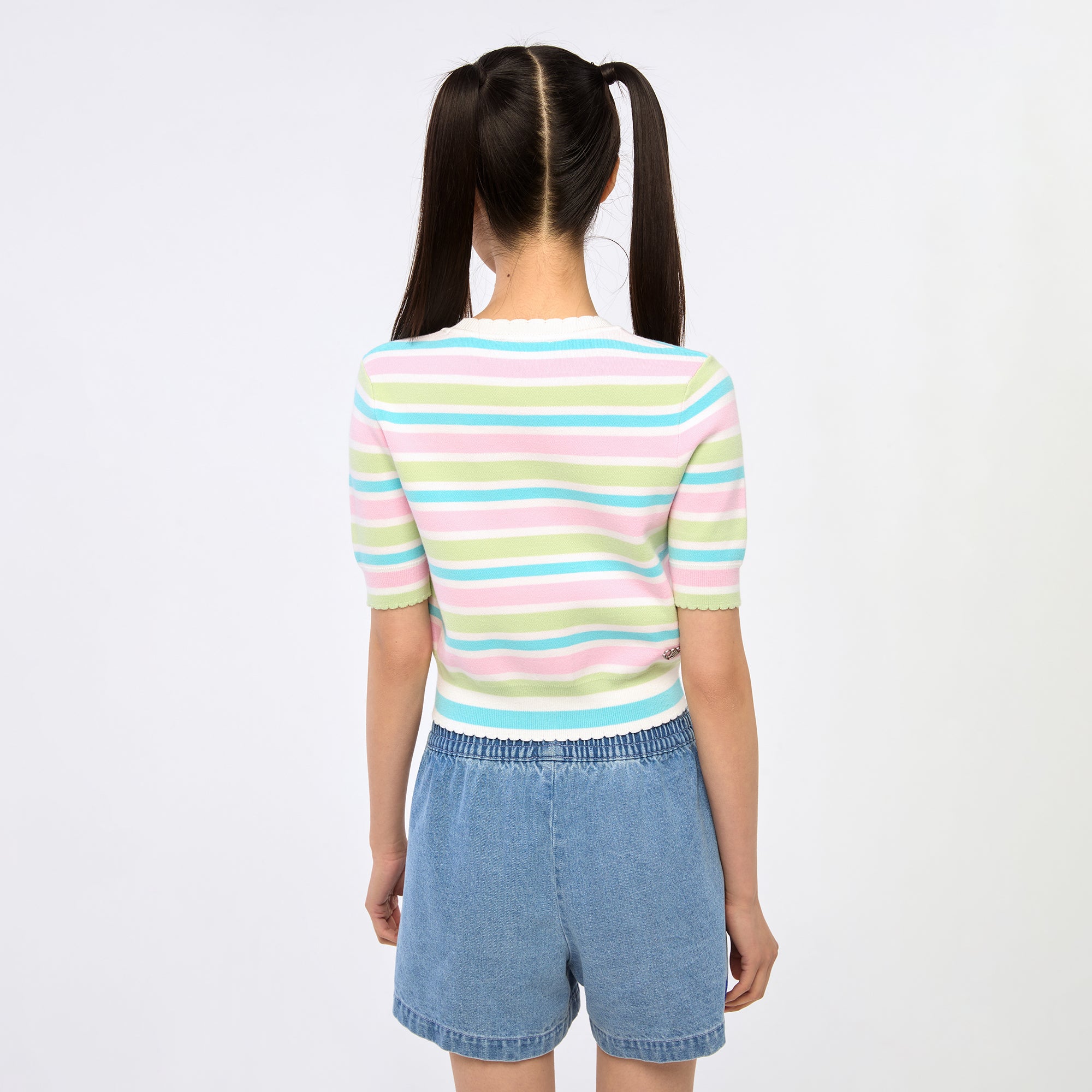 Powerpuff Girl Button Up Knitted Top Multi Color