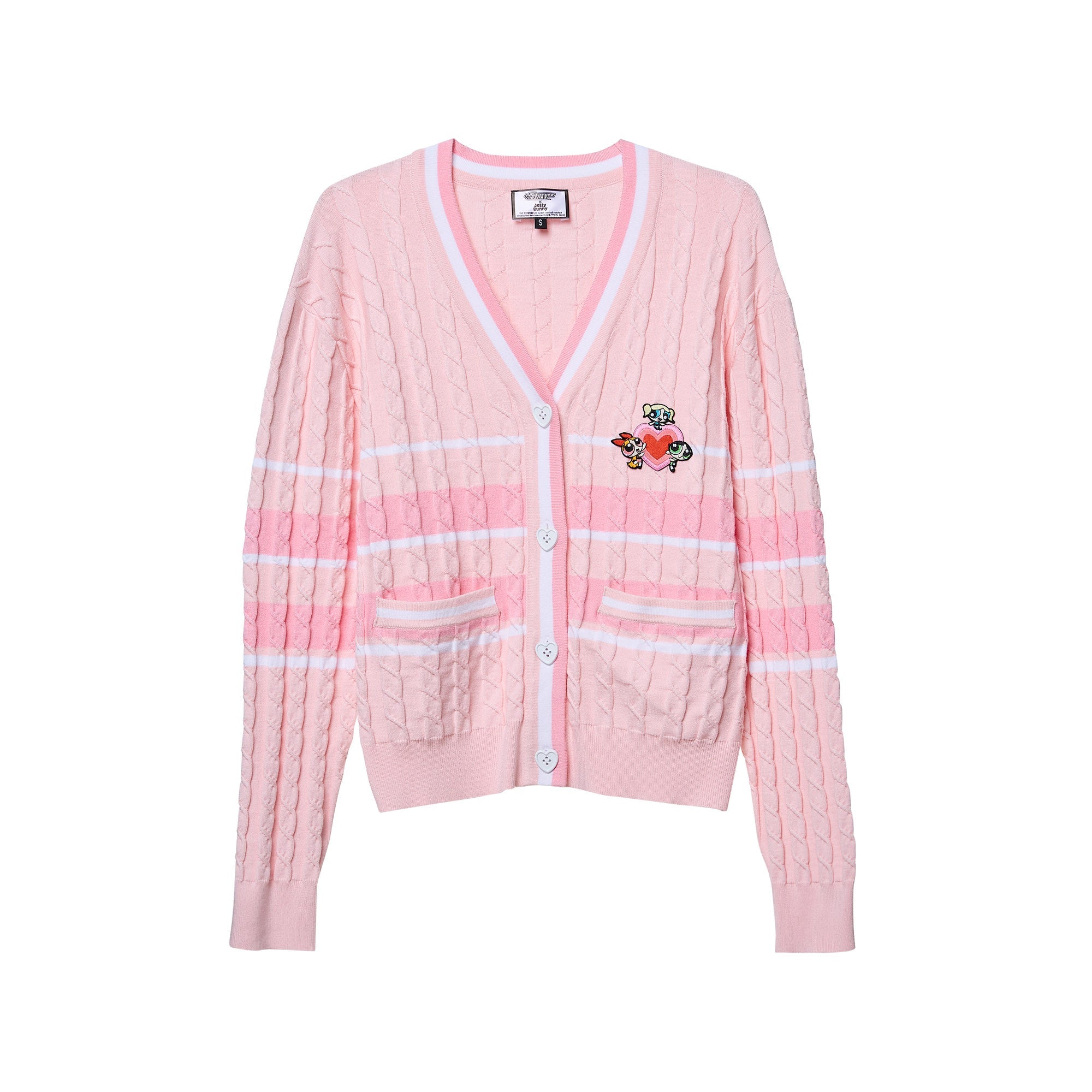 Powerpuff Girl Cable Knitted Cardigan Pink