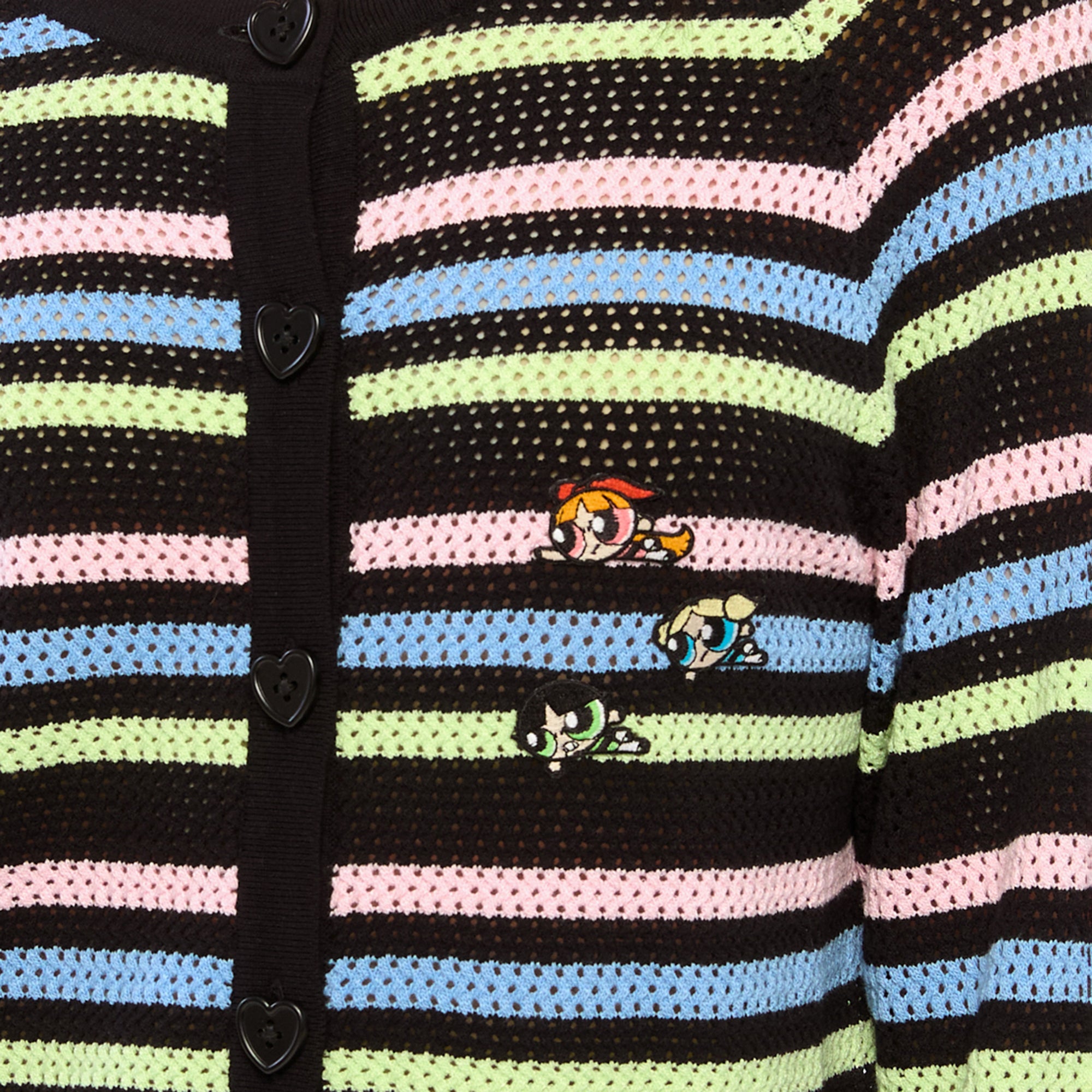 Powerpuff Girl Stripe Knitted Cardigan Multi Color