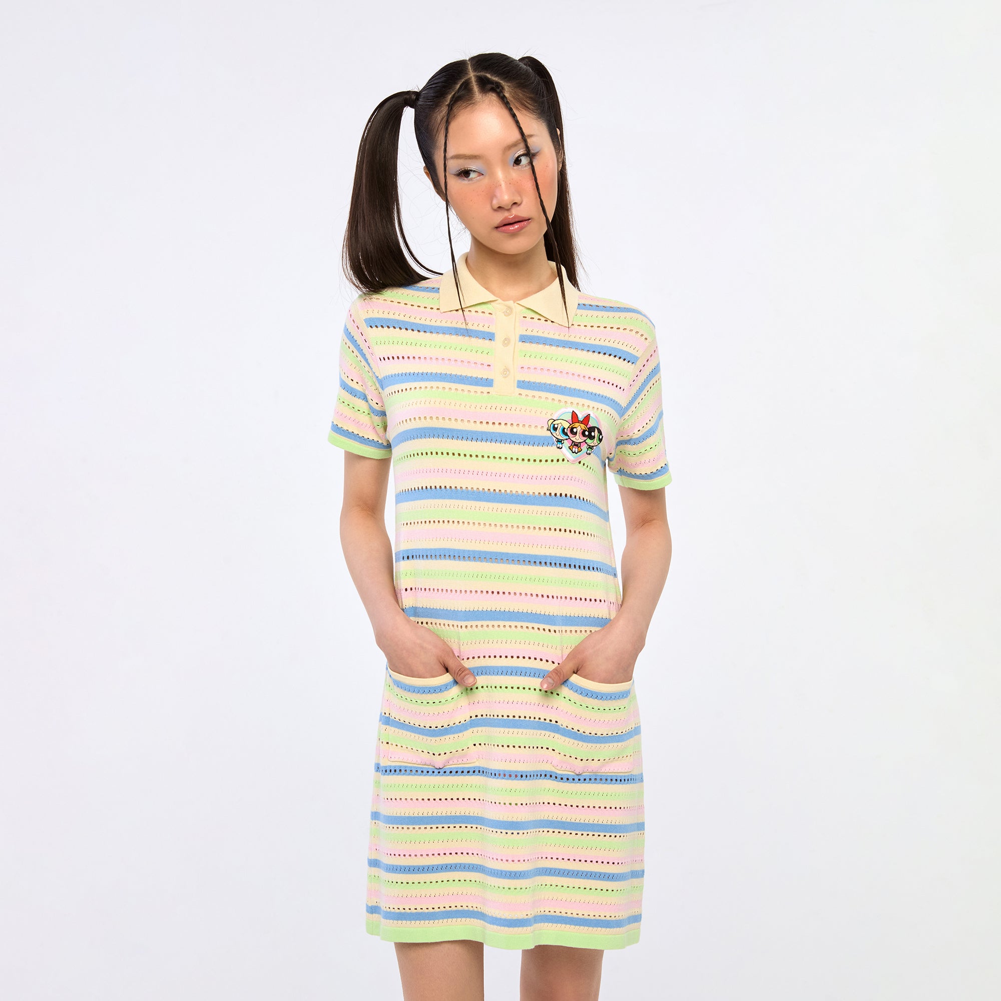 Powerpuff Girl Knitted Polo Dress Multi Color
