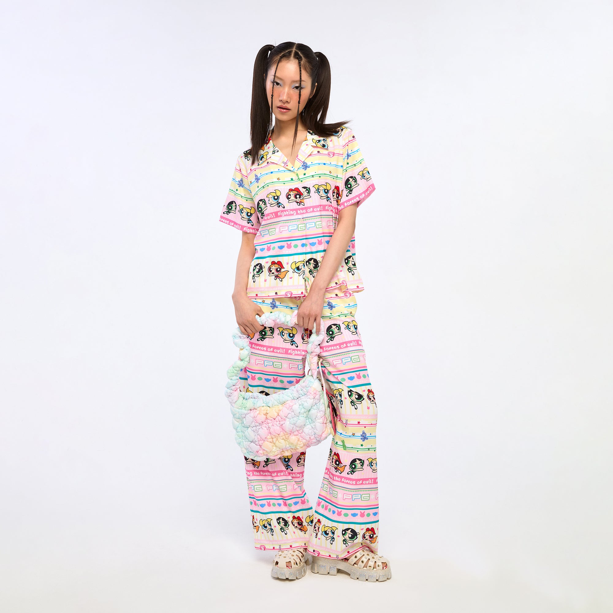 Powerpuff Girls Print Short Sleeve Shirt Multi Color