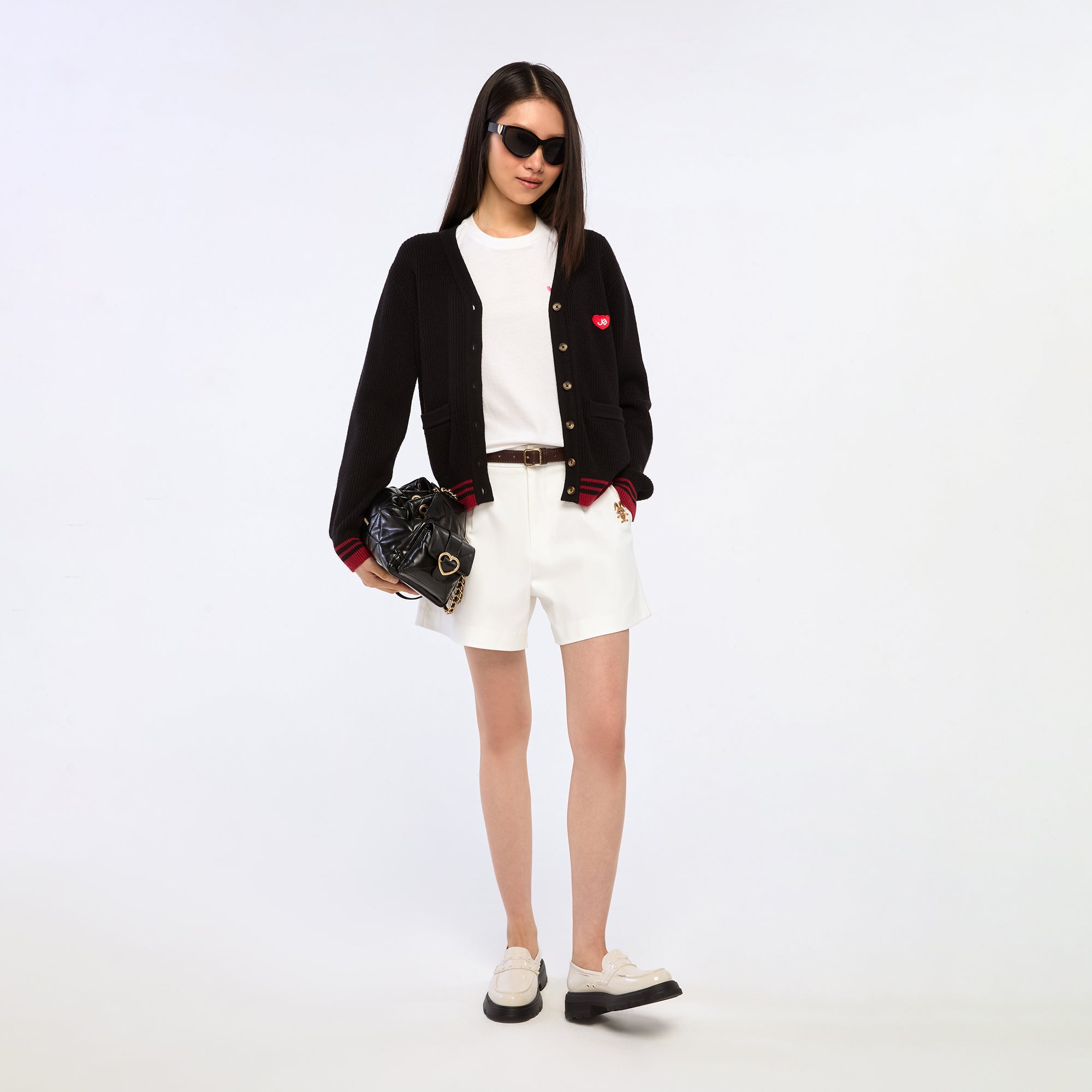 คาร์ดิแกนปักโลโก้หัวใจ Black