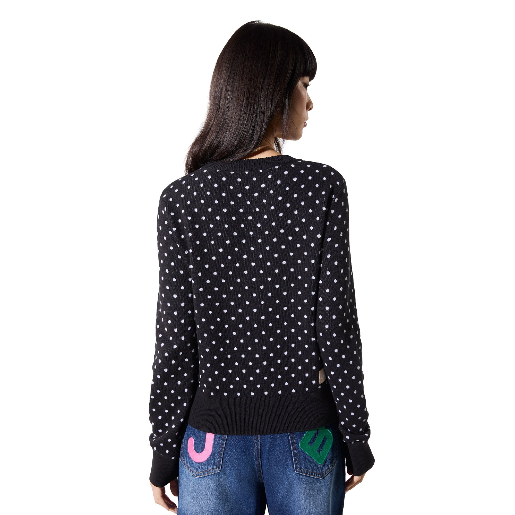 Polkadot Long Sleeve Cardigan Black