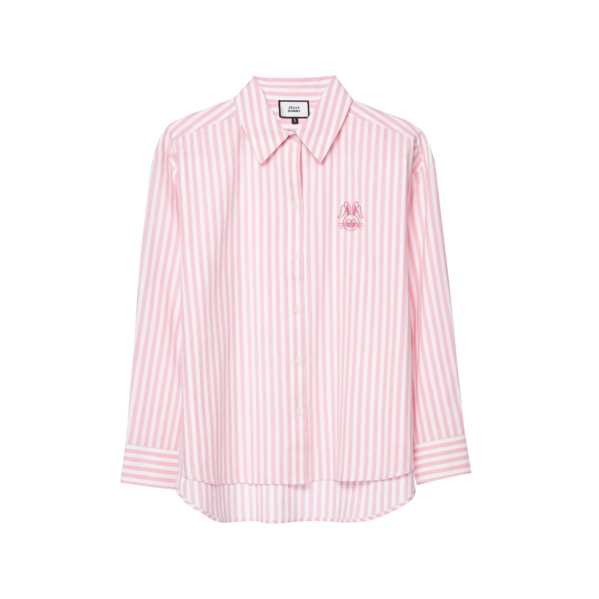 เสื้อเชิ้ตลายทางปักลาย Jerme Pink