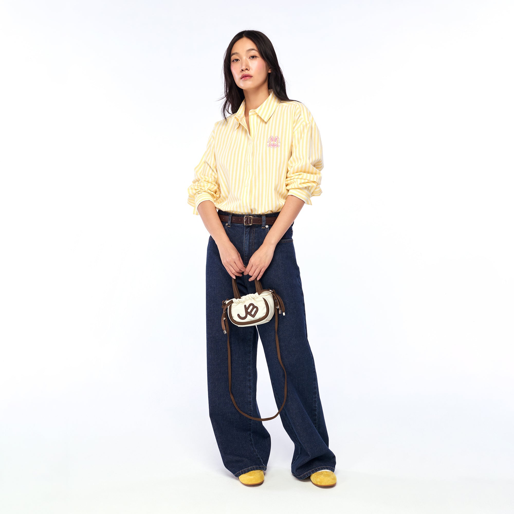 เสื้อเชิ้ตลายทางปักลาย Jerme Yellow