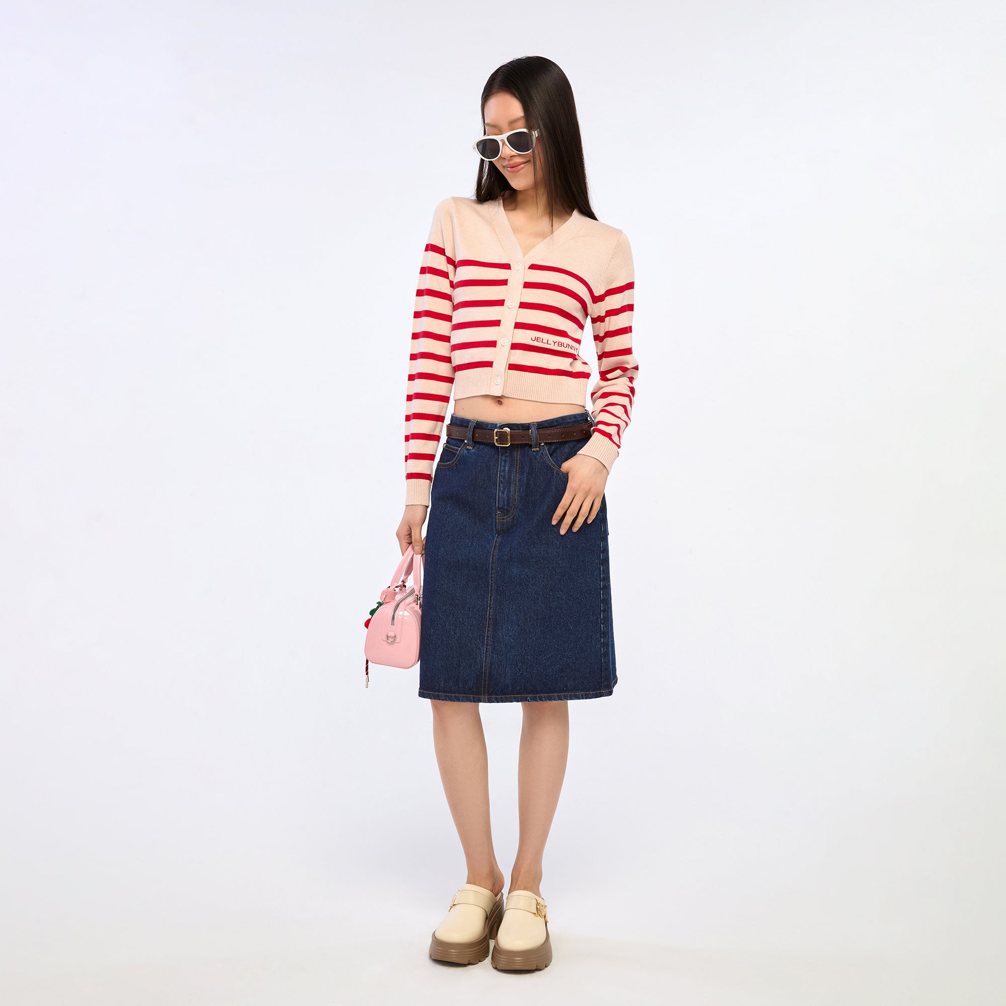 คาร์ดิแกนลายทางปักโลโก้ Red