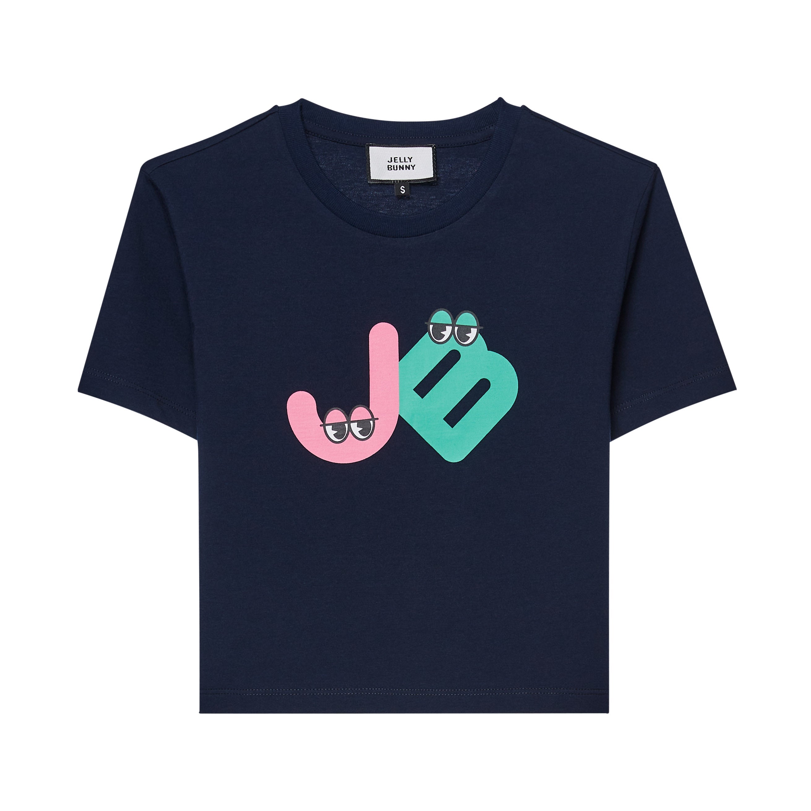 เสื้อยืดทรวงครอปแขนสั้นพิมพ์โลโก้ Navy