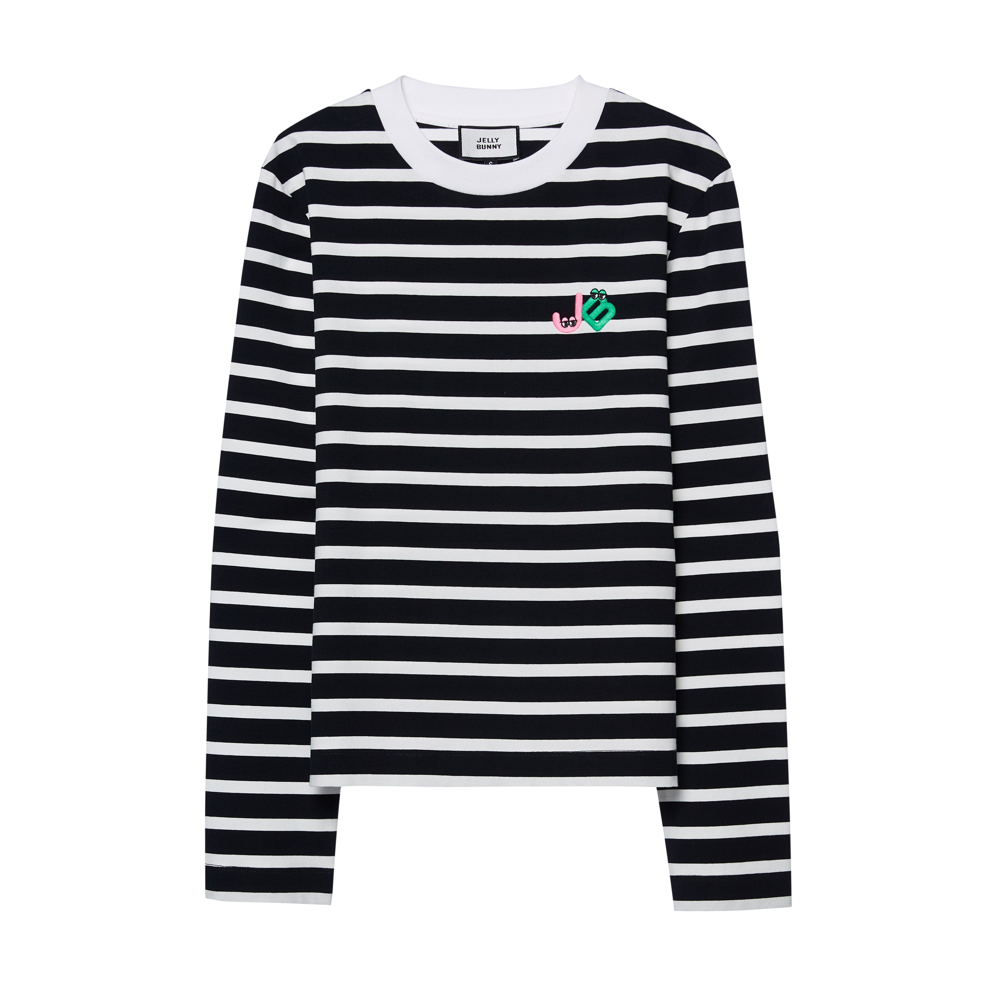 เสื้อแขนยาวลายทางปักโลโก้ Black