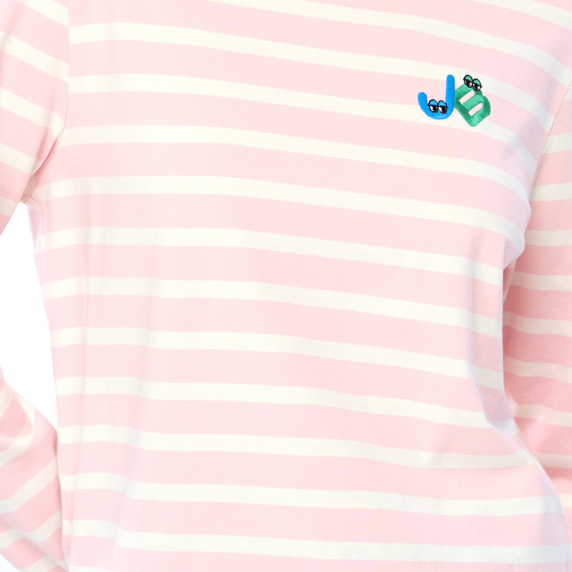 เสื้อแขนยาวลายทางปักโลโก้ Pink