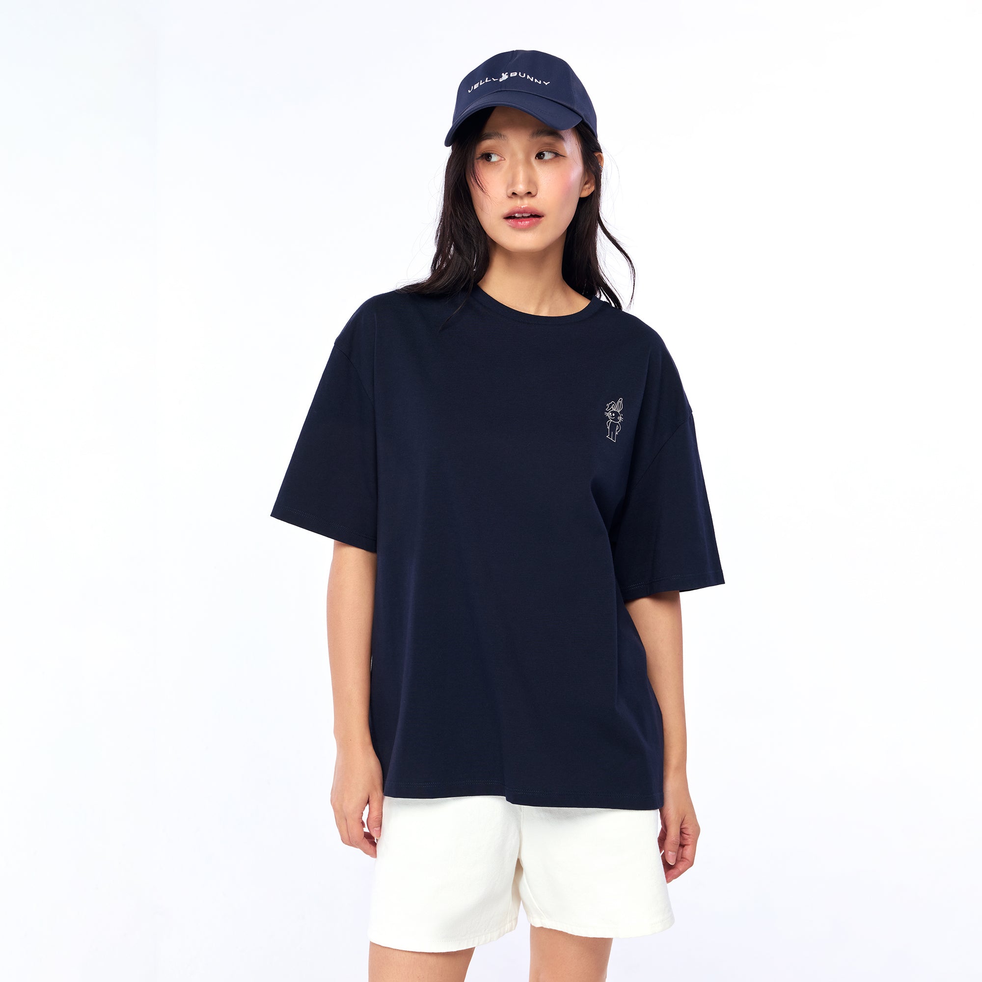 เสื้อยืดแขนสั้นปักโลโก้หัวใจ Navy