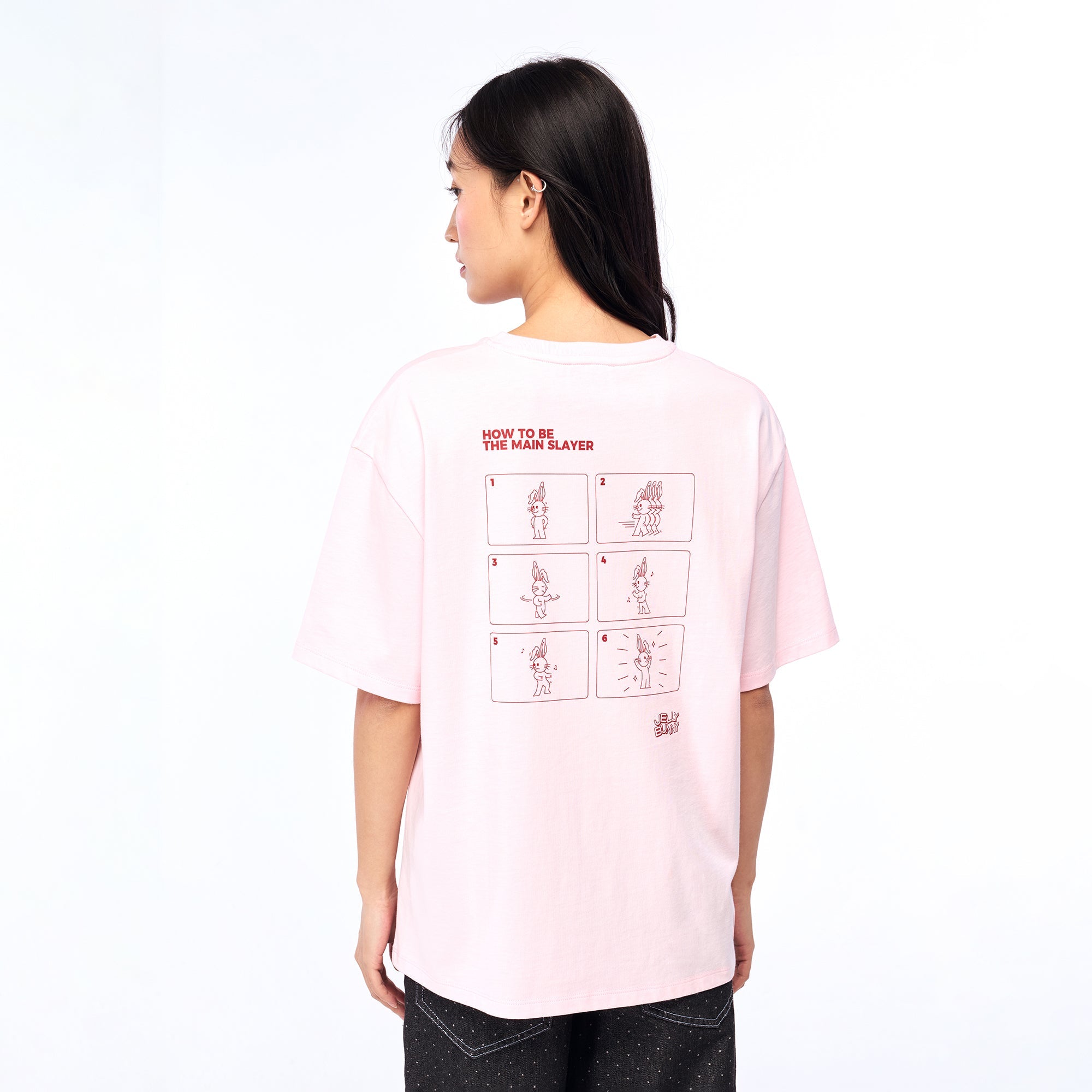 เสื้อยืดแขนสั้นปักโลโก้หัวใจ Pink