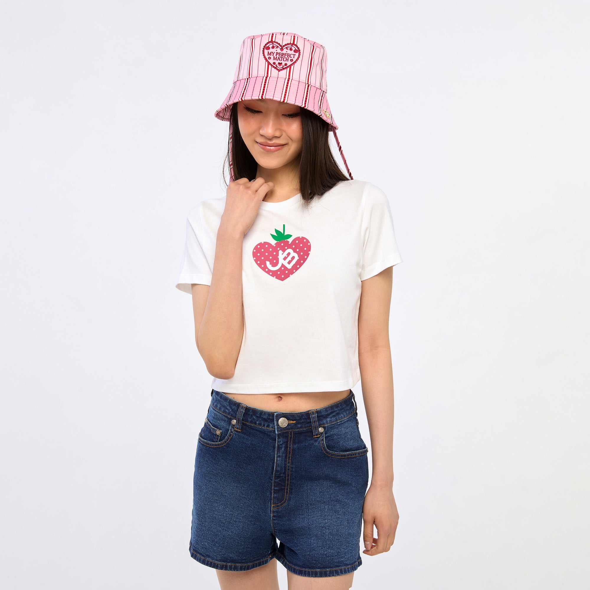 Strawberry Jb Crop T-Shirt White