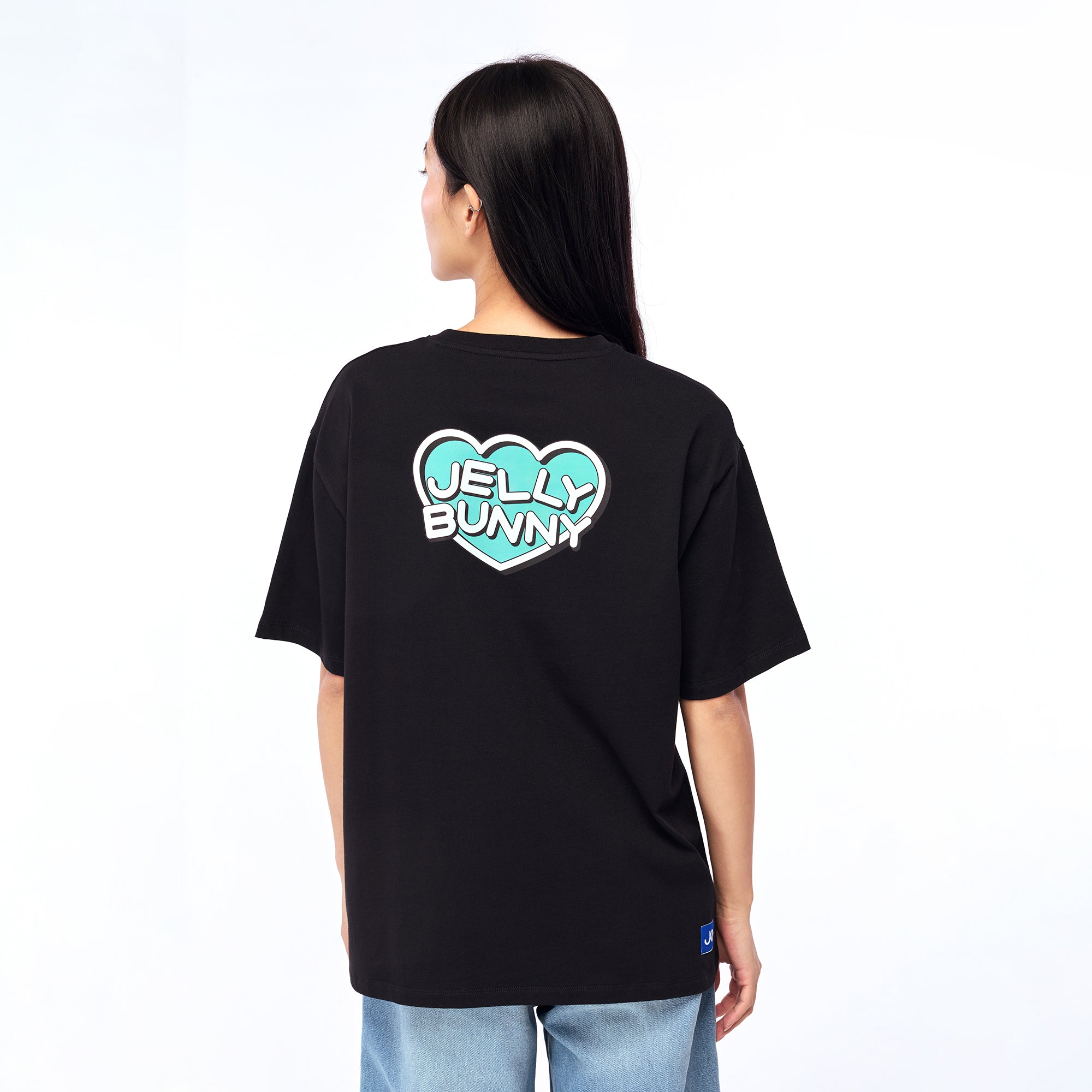 เสื้อยืดแขนสั้นปักแพทช์โลโก้ Black