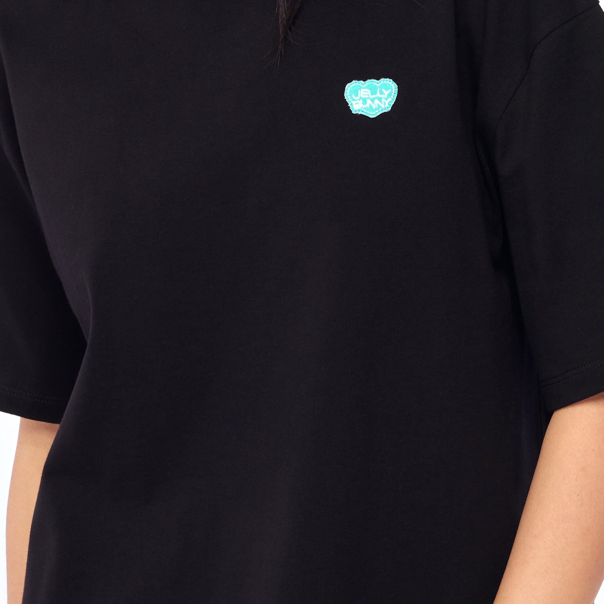 เสื้อยืดแขนสั้นปักแพทช์โลโก้ Black