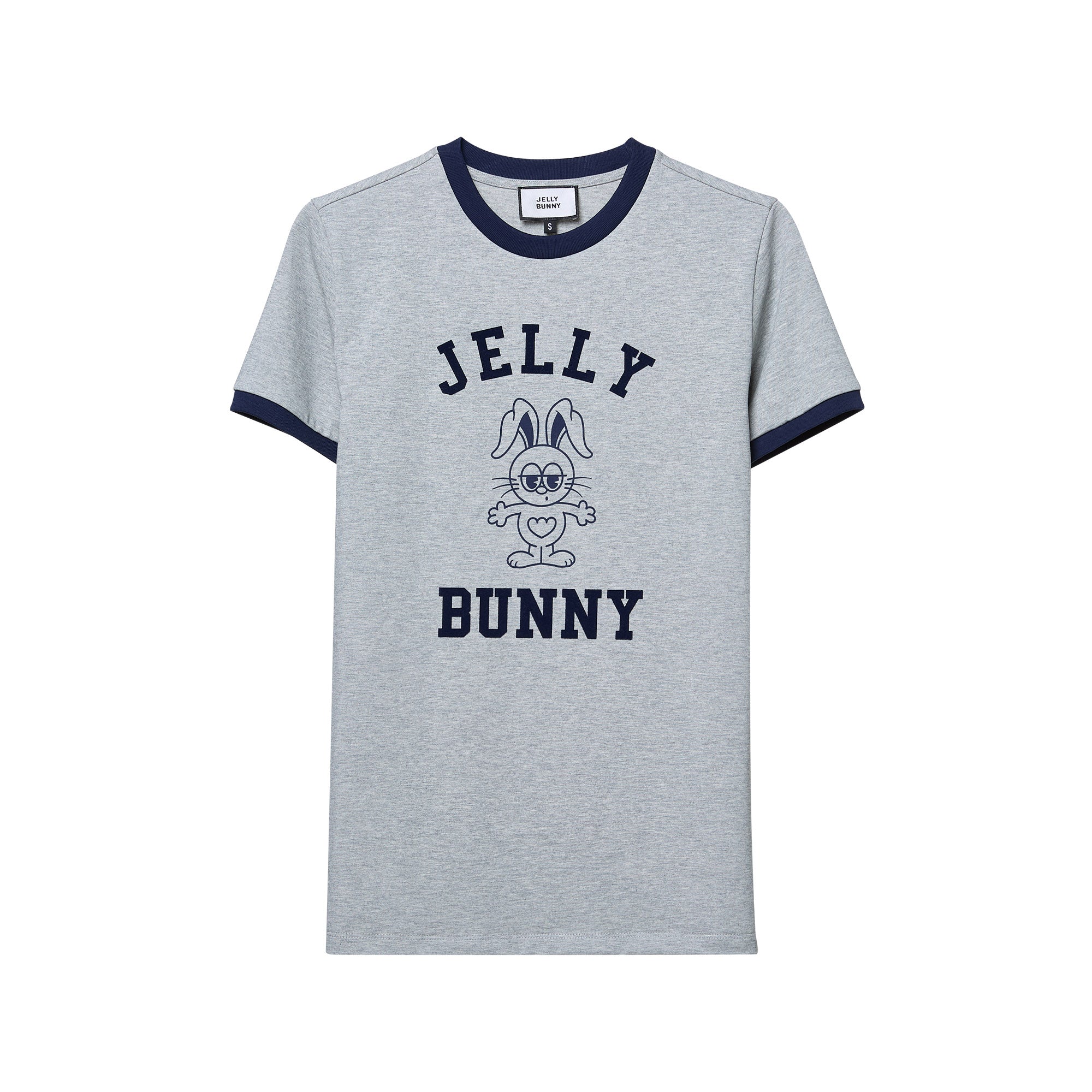 เสื้อยืดแขนสั้นขอบสีคอนทราสต์พิมพ์ลาย Jerme Grey