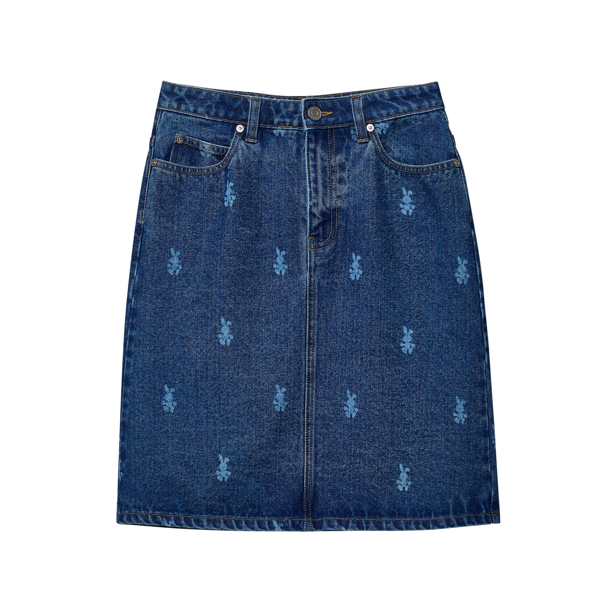 กระโปรงสั้นผ้าเดนิม พิมพ์ลาย Jerme Blue