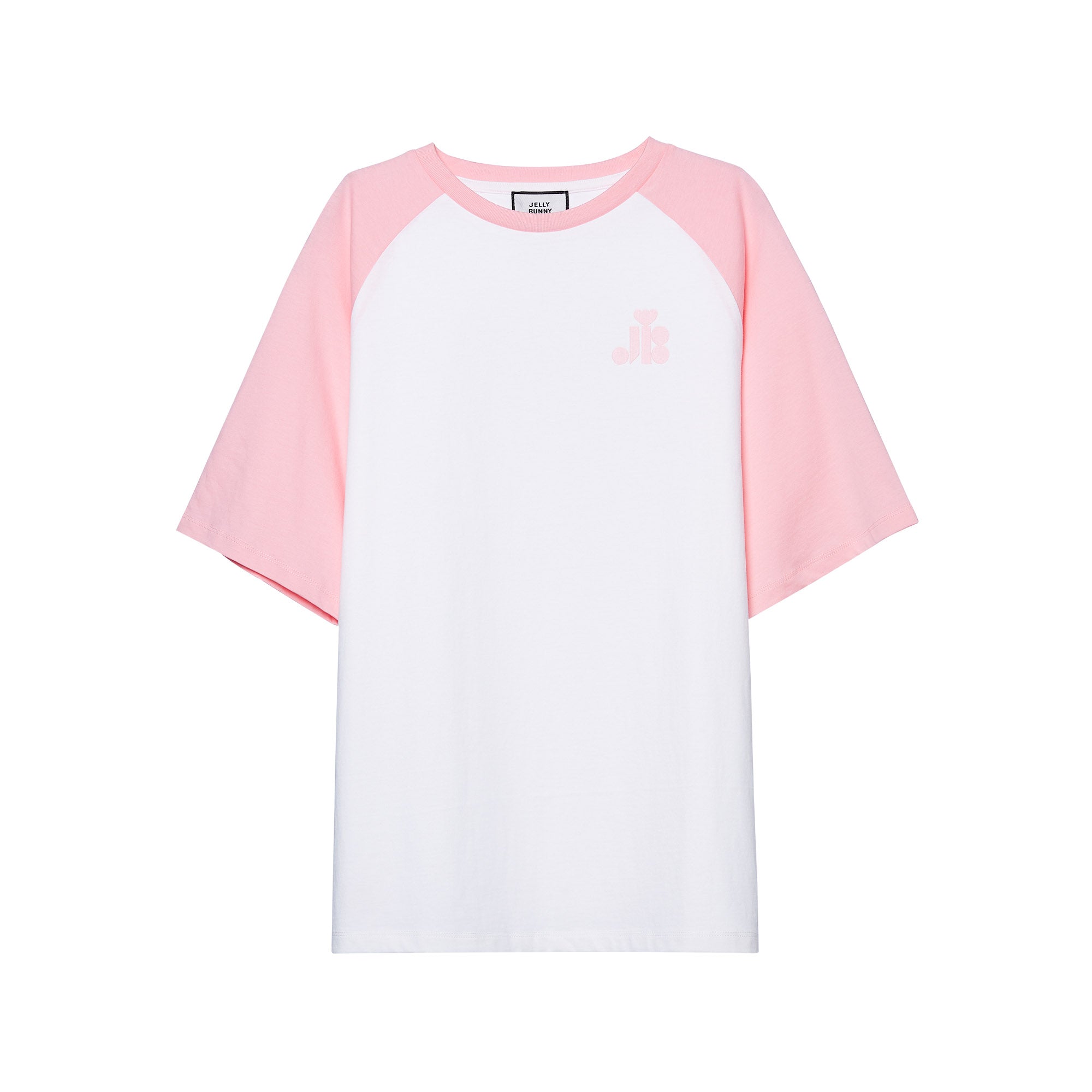 เสื้อยืดแขนสั้นพาแนลปักโลโก้ White