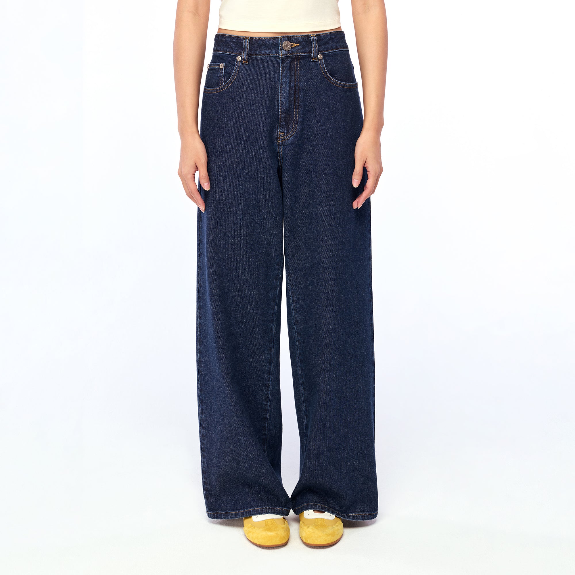 กางเกงเดนิมทรงรีแล็กซ์ Blue