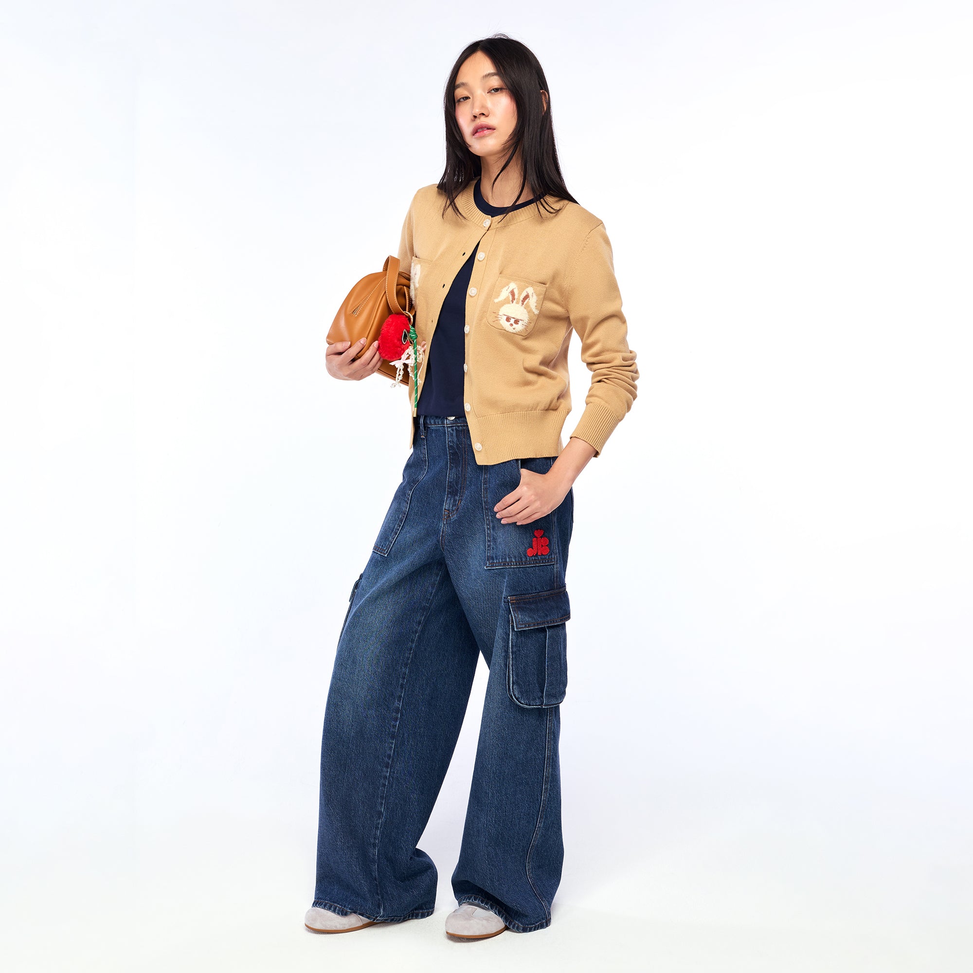 Faded Logo Wide Leg Pants Blue