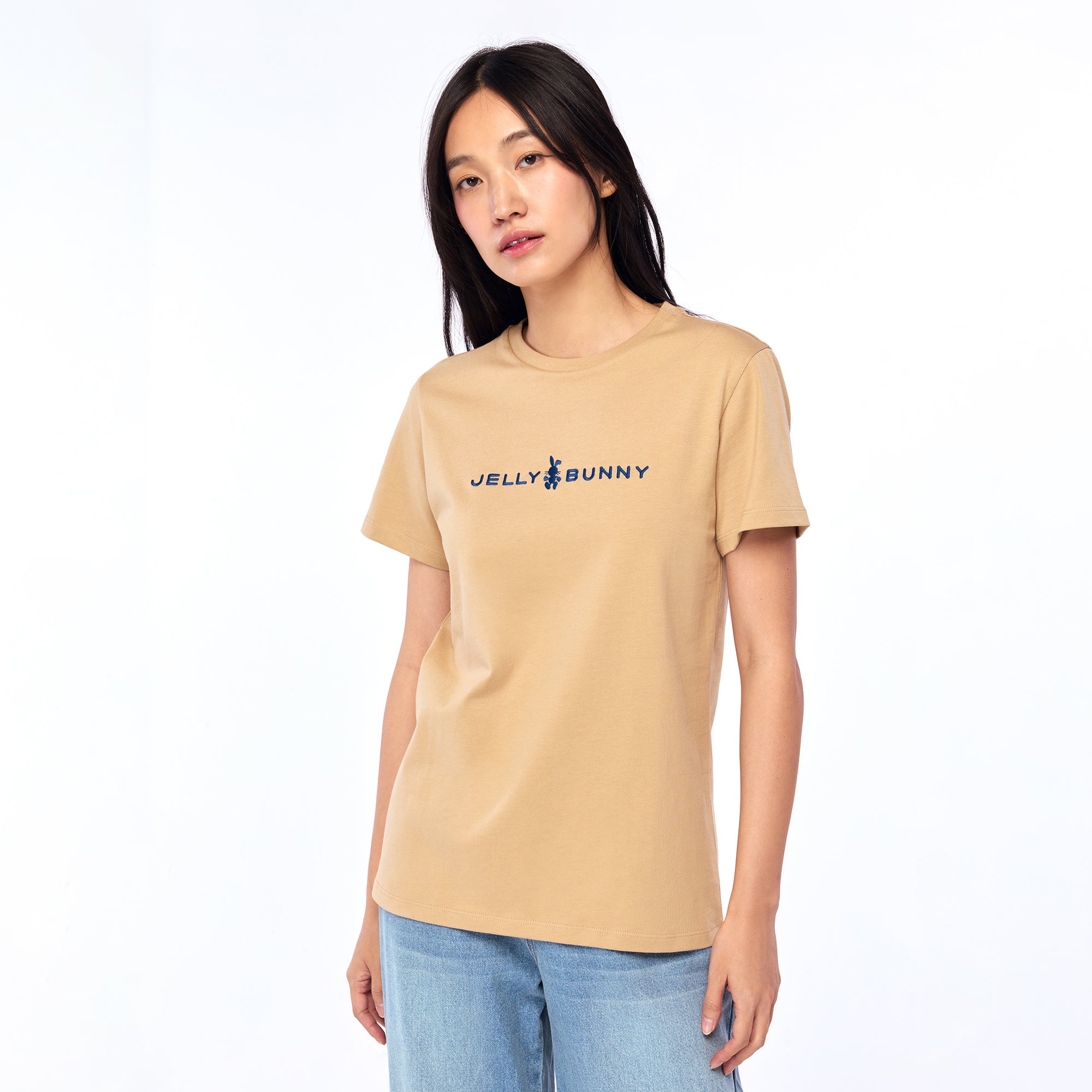 เสื้อยืดแขนสั้นปักโลโก้ Brown