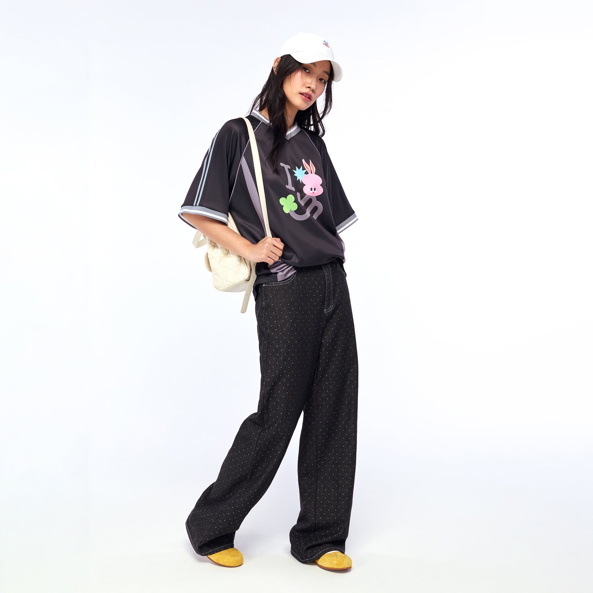 Jerme Graphic Print Football T-Shirt Black