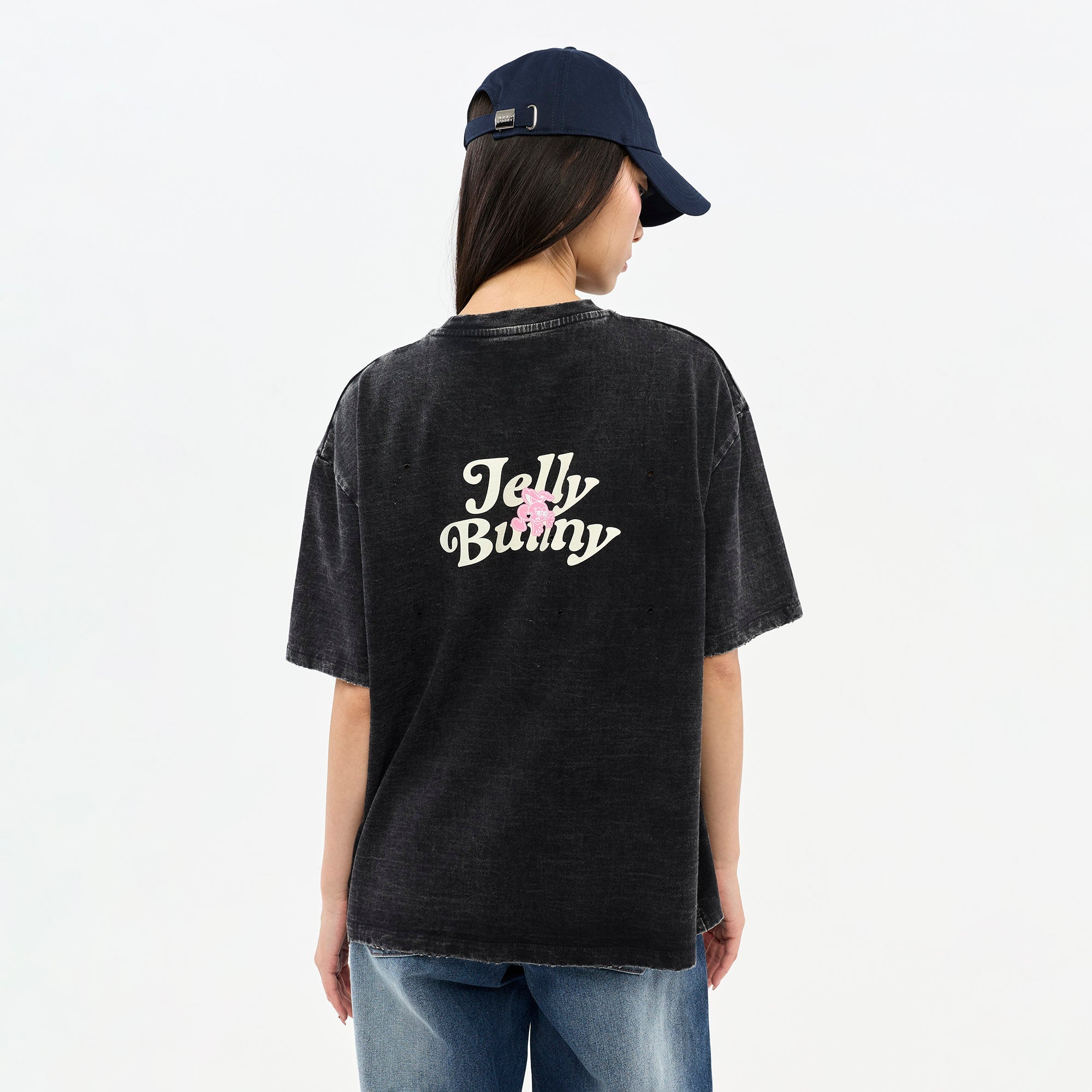 Distressed Embroidered T-Shirt Black