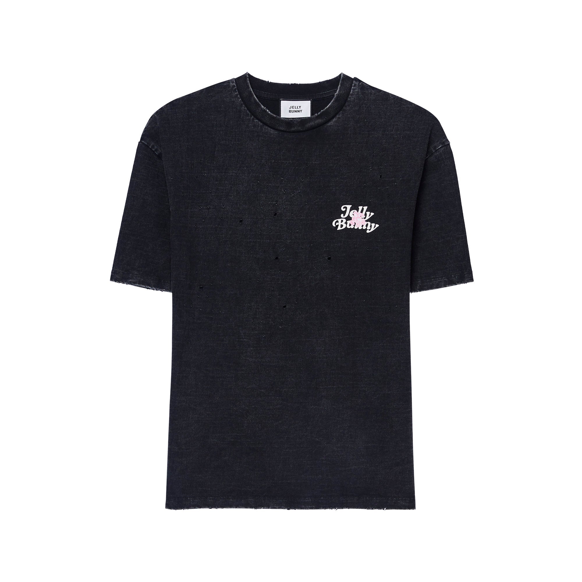 Distressed Embroidered T-Shirt Black