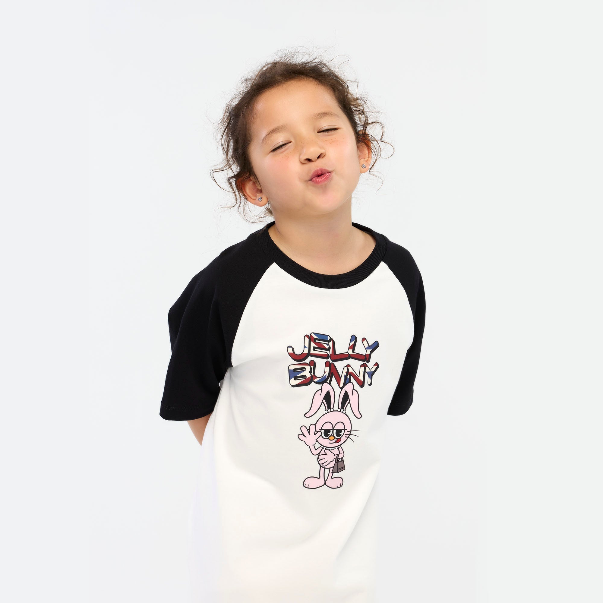 Jeremy Contrast Sleeve Graphic Dress For Mini Girls White