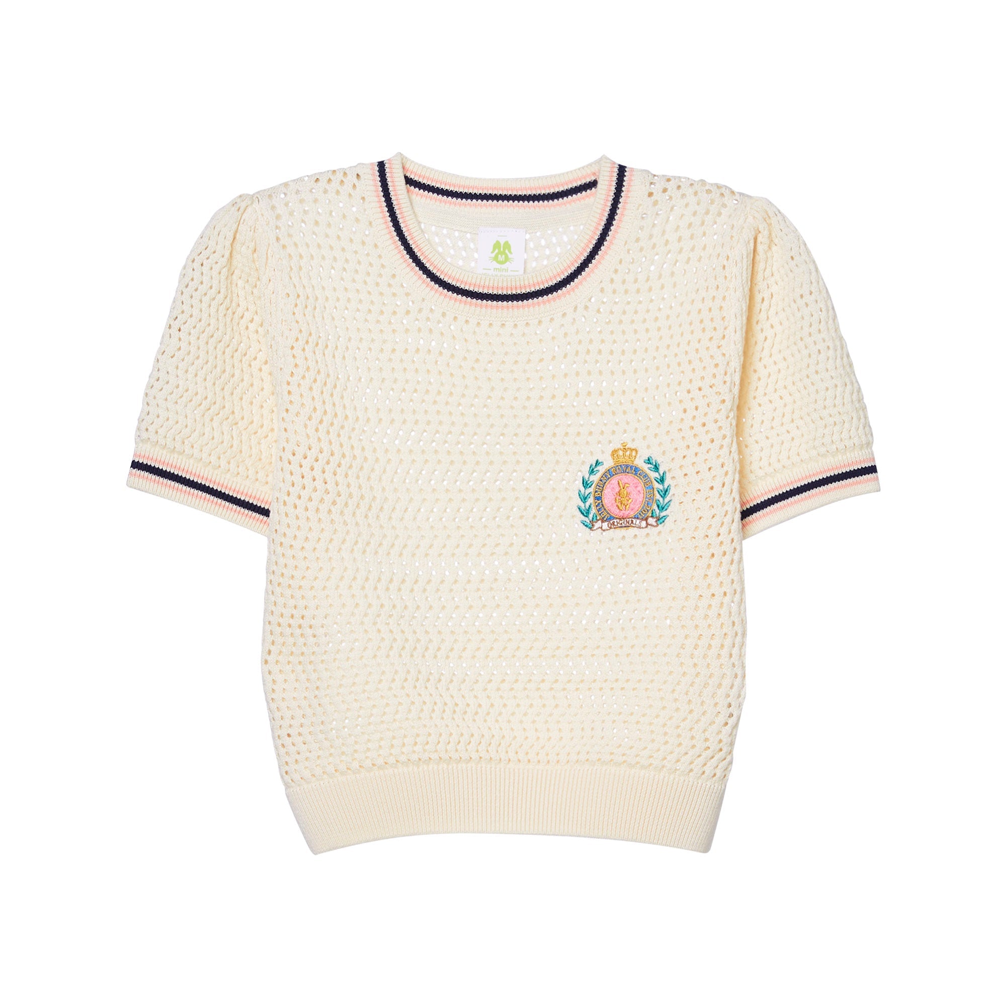 เสื้อโปโลผ้าตาข่ายลายพิมพ์ Royal Club สำหรับเด็กผู้หญิง Cream