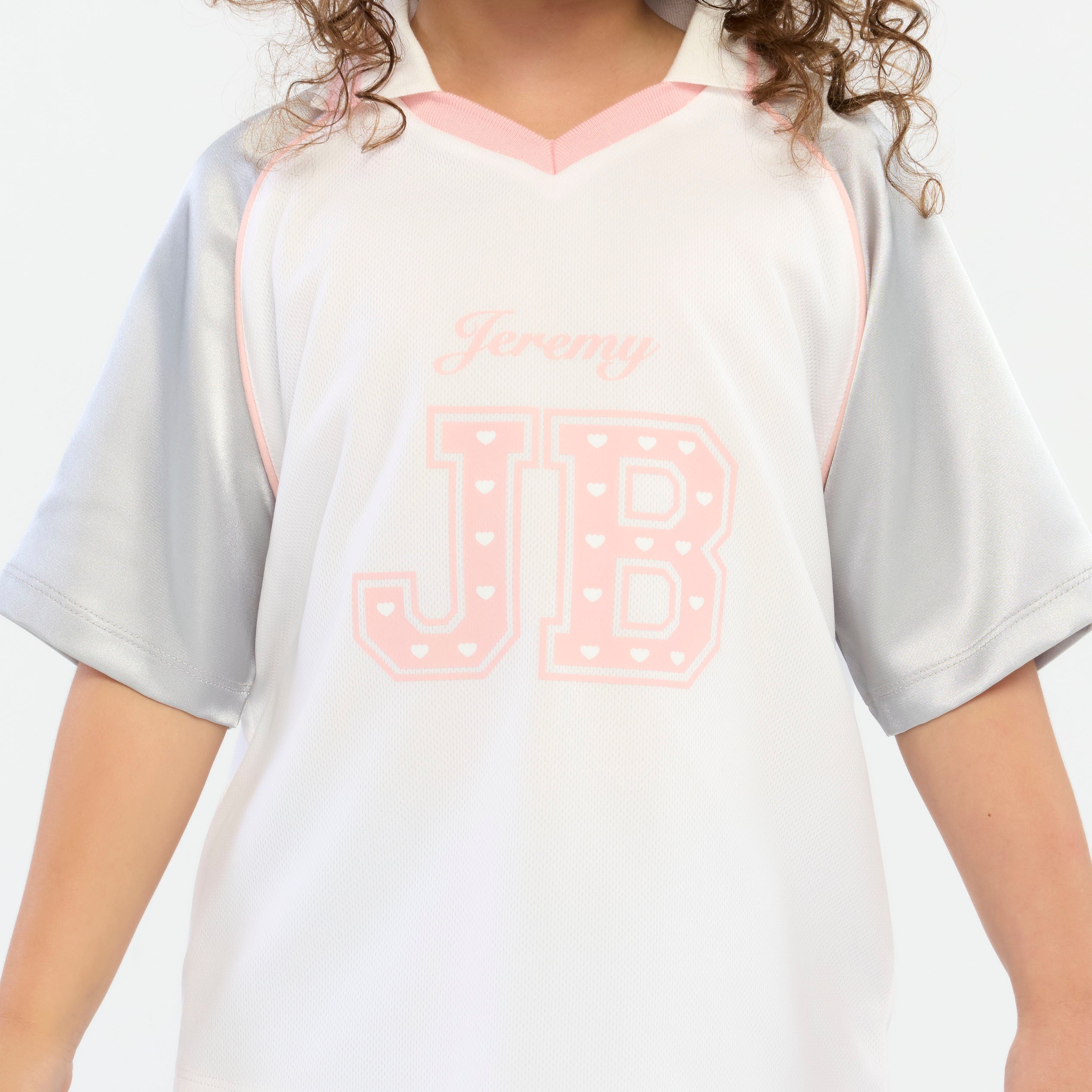 เสื้อยืดสปอร์ตลายกราฟิก Jeremy สำหรับเด็กผู้หญิง White