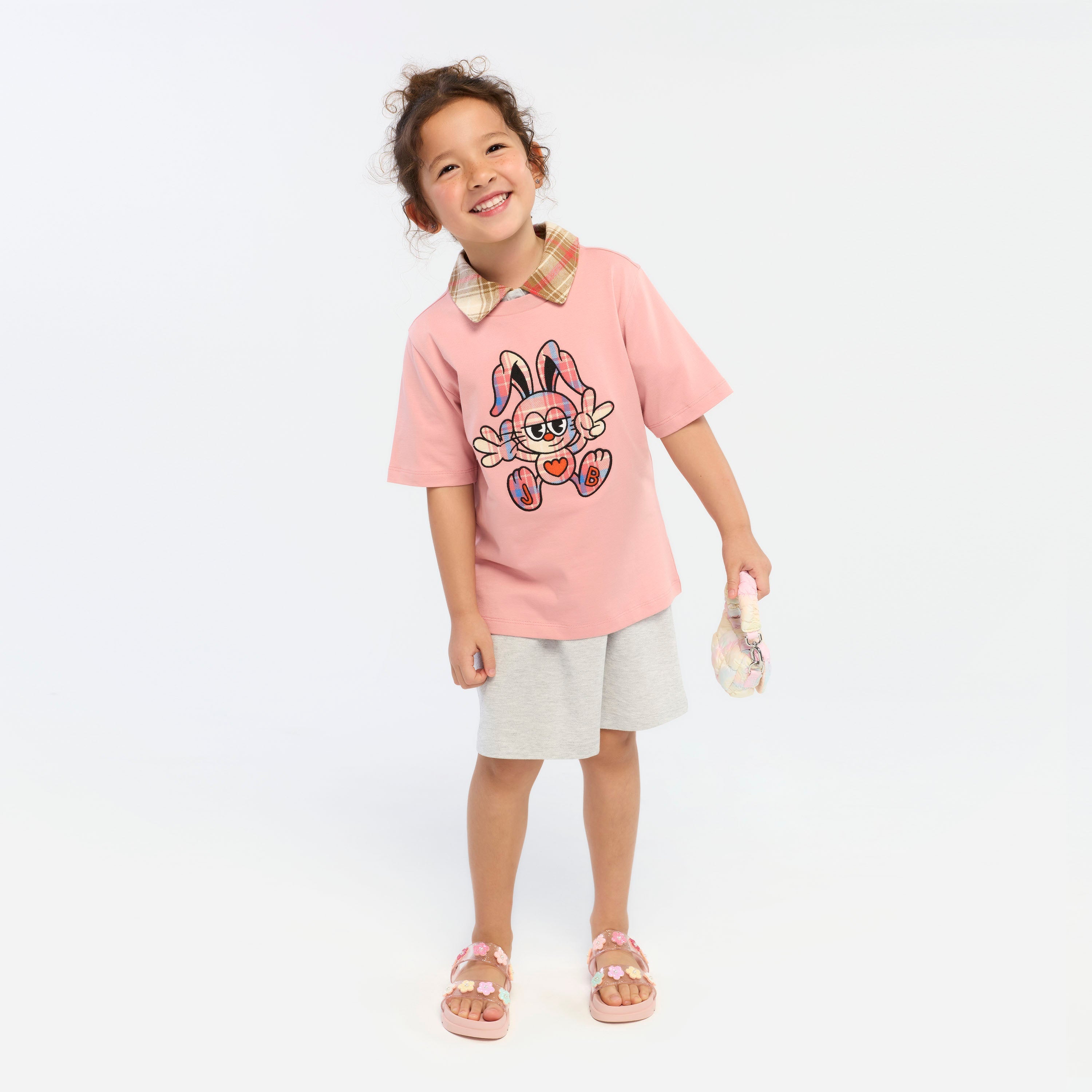 เสื้อยืดแขนสั้น Jeremy สำหรับเด็กผู้หญิง Peach