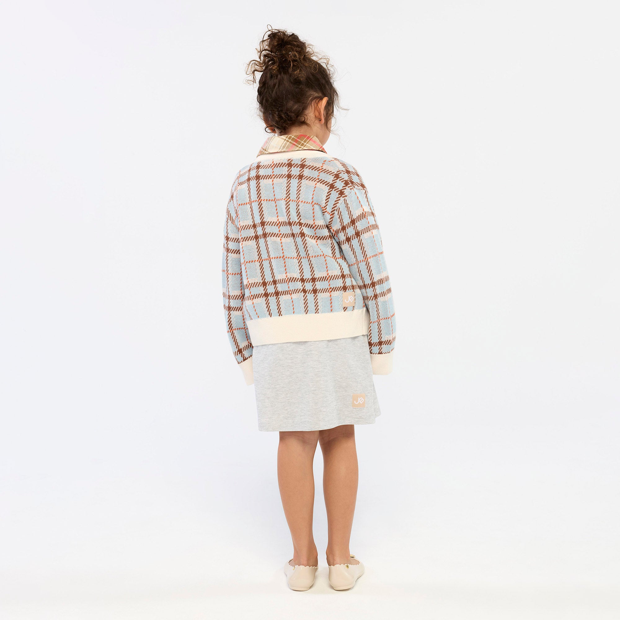 Plaid Cardigan For Mini Girls Blue