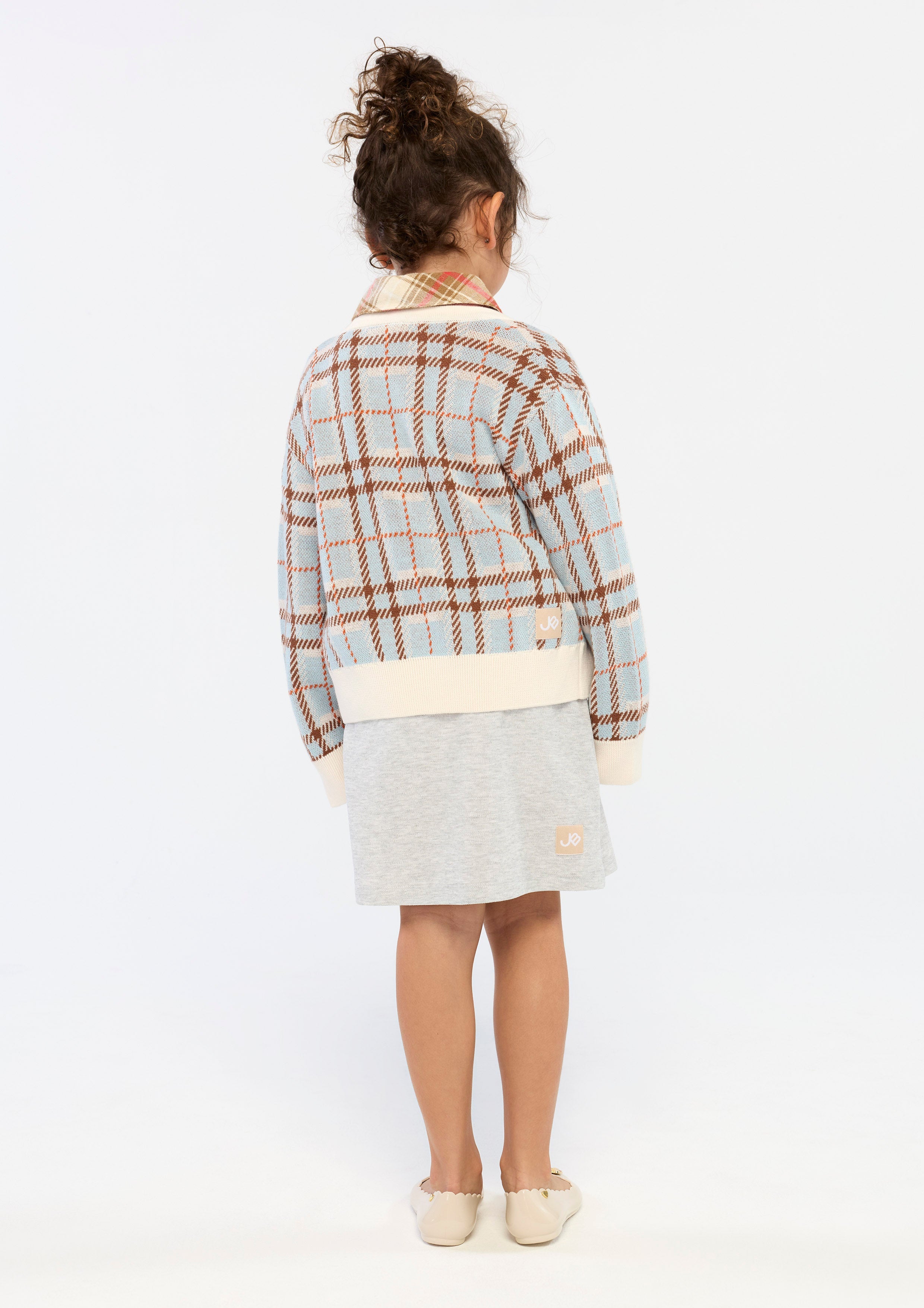 Plaid Cardigan For Mini Girls Blue