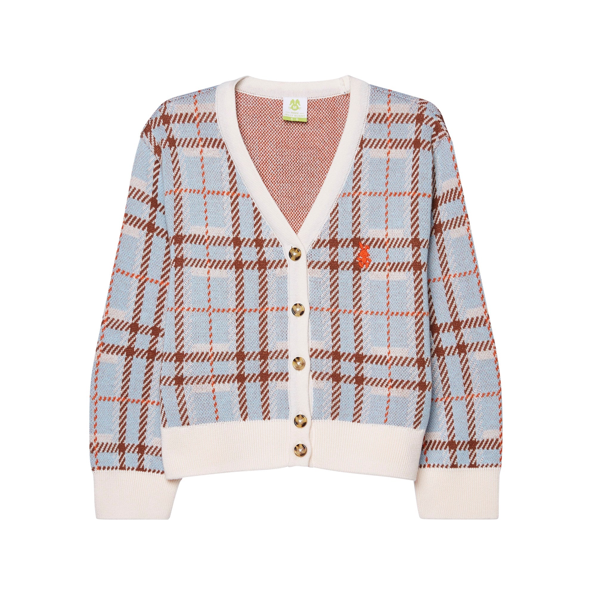 Plaid Cardigan For Mini Girls Blue