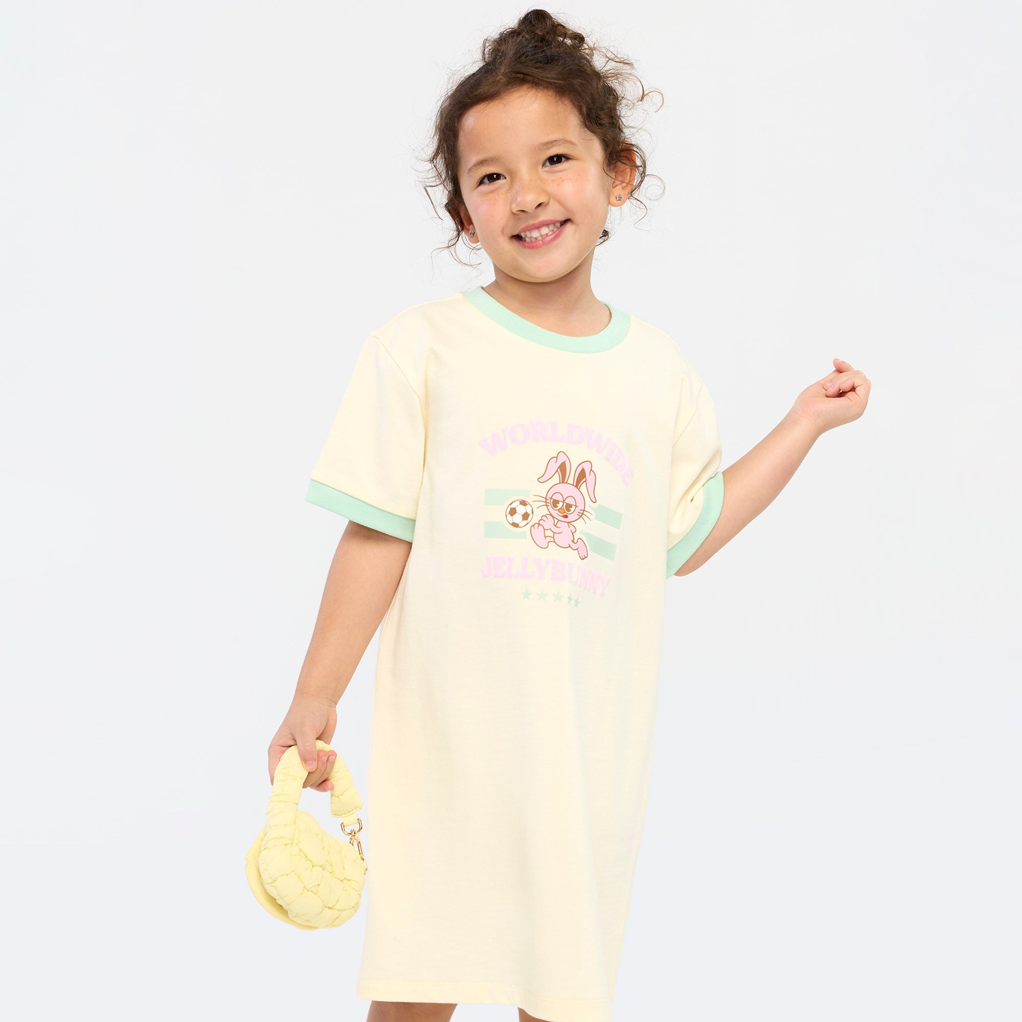 Worldwide Graphic Dress For Mini Girls Cream