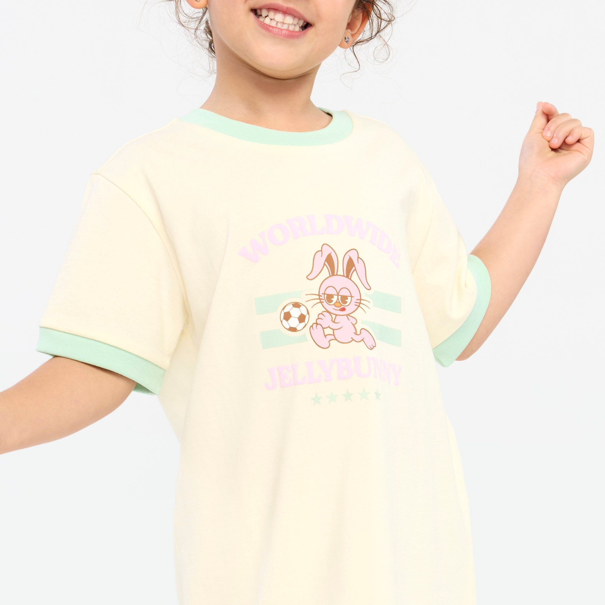 Worldwide Graphic Dress For Mini Girls Cream