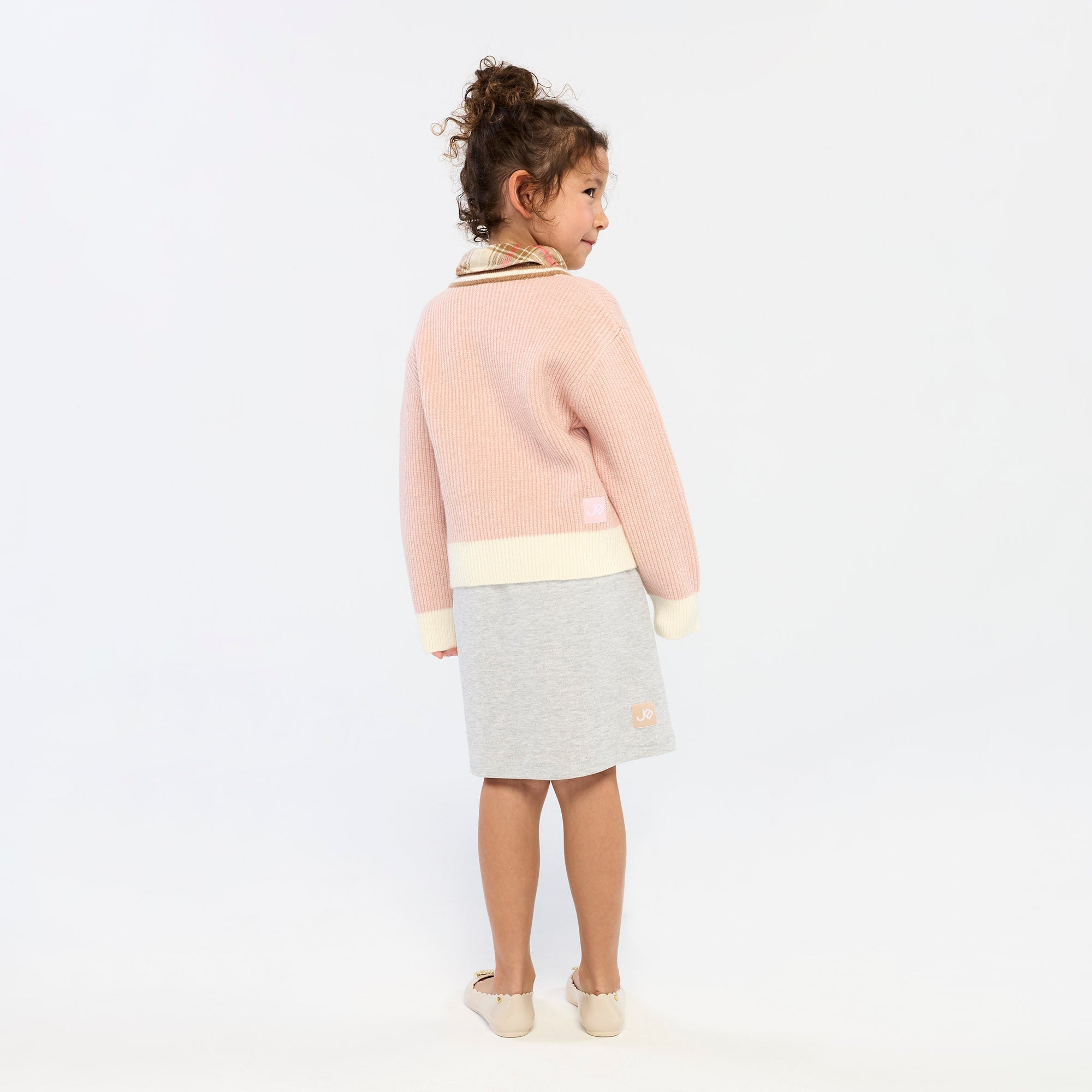 Jeremy Contrast Trim Cardigan For Mini Girls Pink