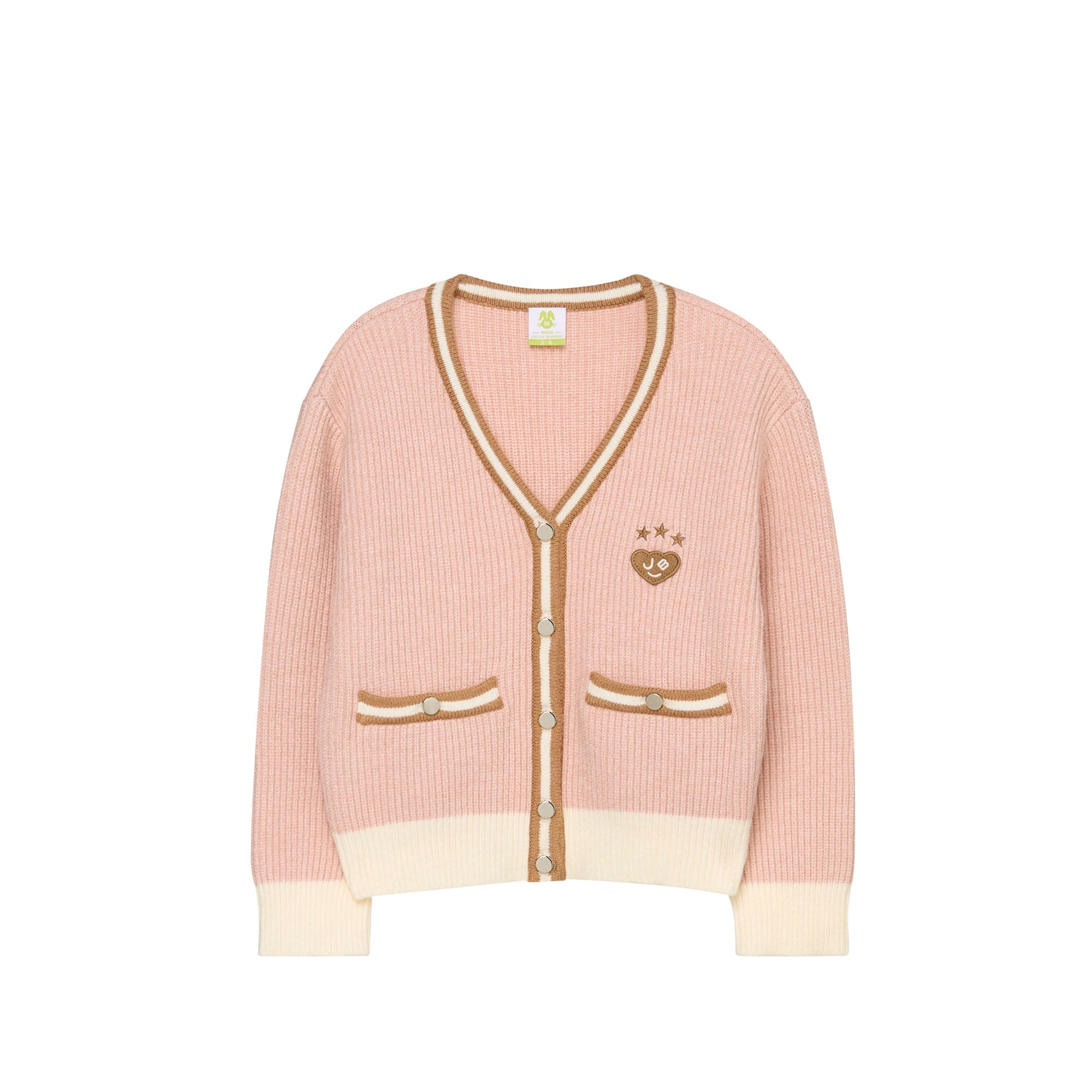 Jeremy Contrast Trim Cardigan For Mini Girls Pink