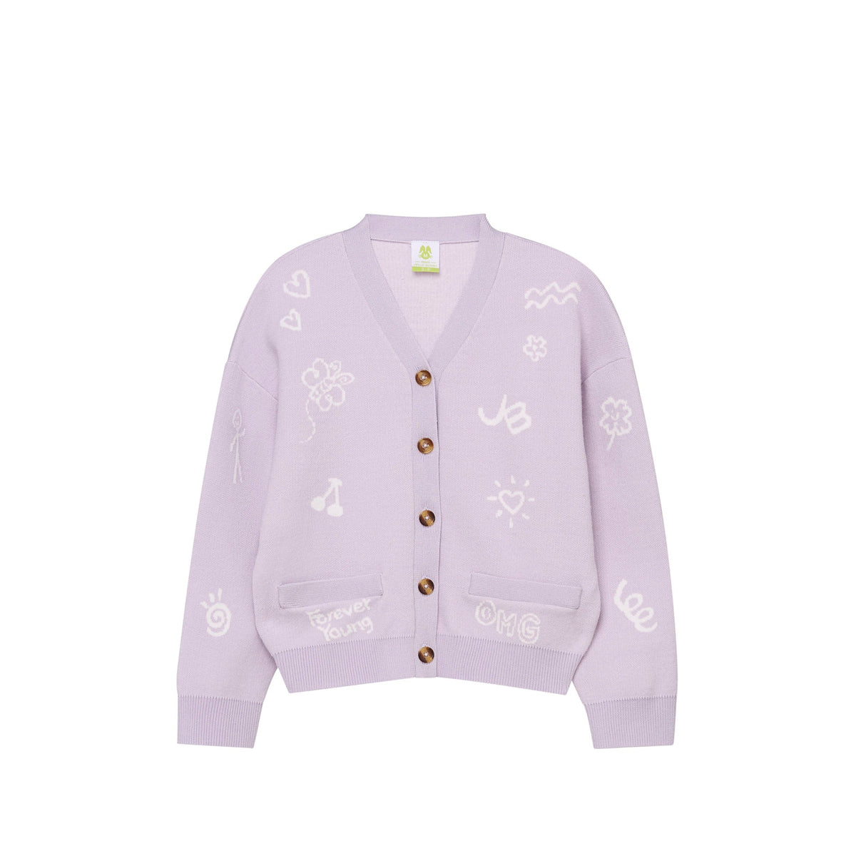 เสื้อคาร์ดิแกนลายกราฟิก สำหรับเด็กผู้หญิง Purple