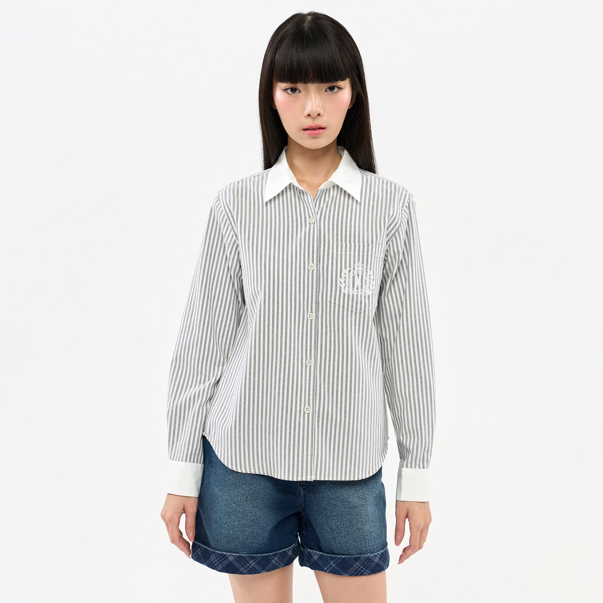 เสื้อเชิ้ตแขนยาวลายทาง Royal Club Black