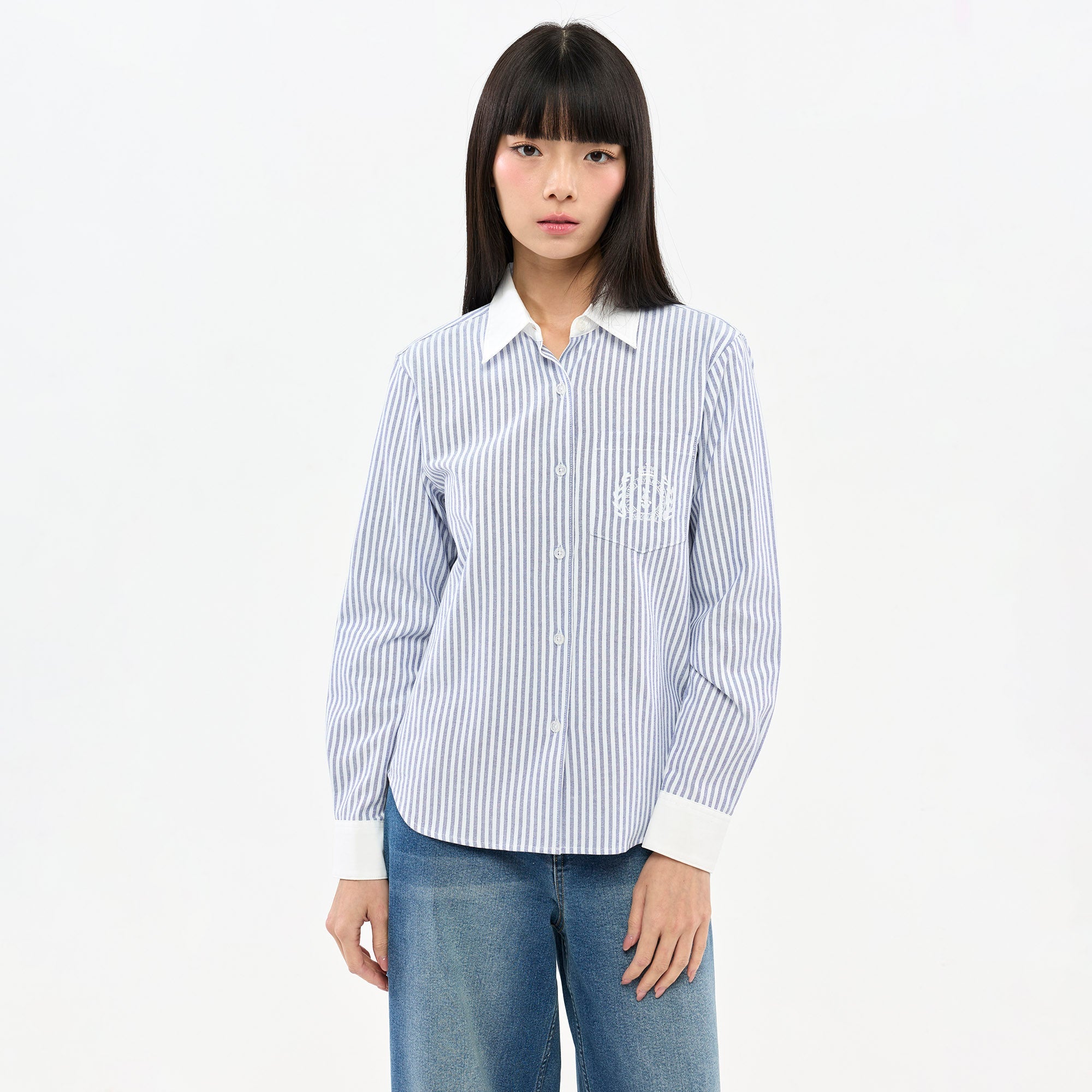 เสื้อเชิ้ตแขนยาวลายทาง Royal Club Navy